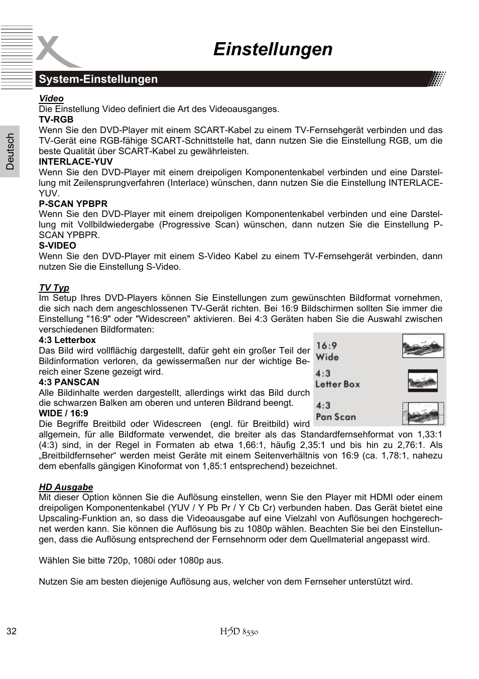 Einstellungen | Xoro HSD 8550 User Manual | Page 32 / 142