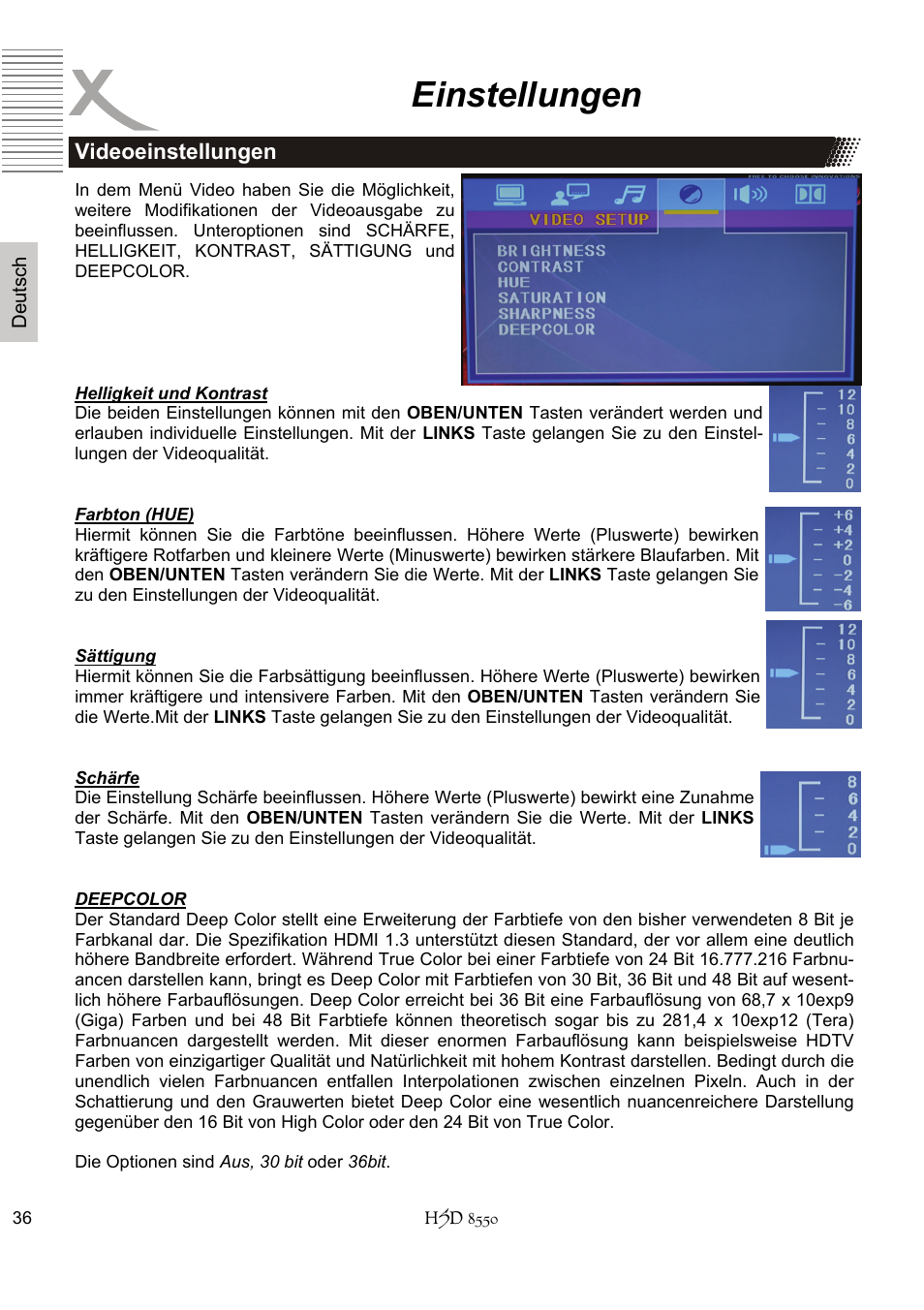 Einstellungen | Xoro HSD 8550 User Manual | Page 36 / 142