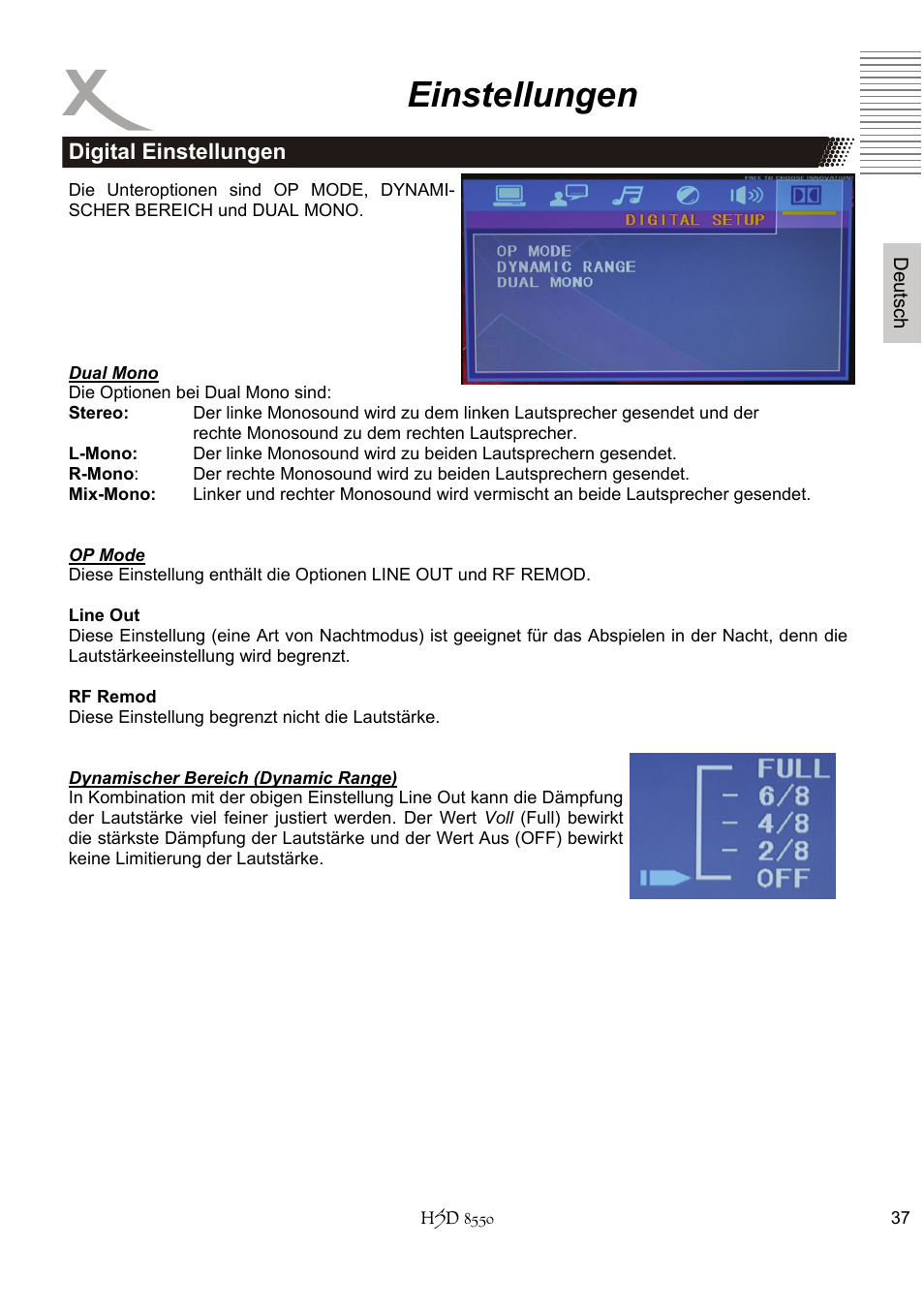 Einstellungen | Xoro HSD 8550 User Manual | Page 37 / 142