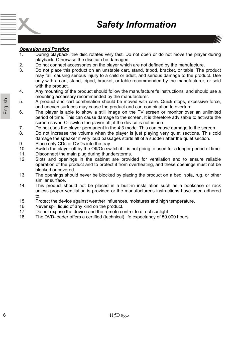 Safety information | Xoro HSD 8550 User Manual | Page 52 / 142