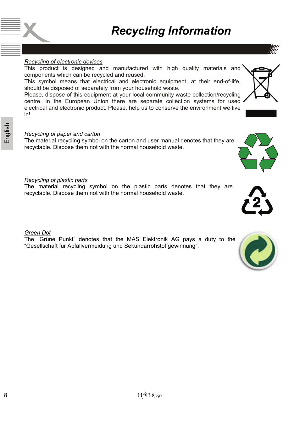 Recycling information | Xoro HSD 8550 User Manual | Page 54 / 142