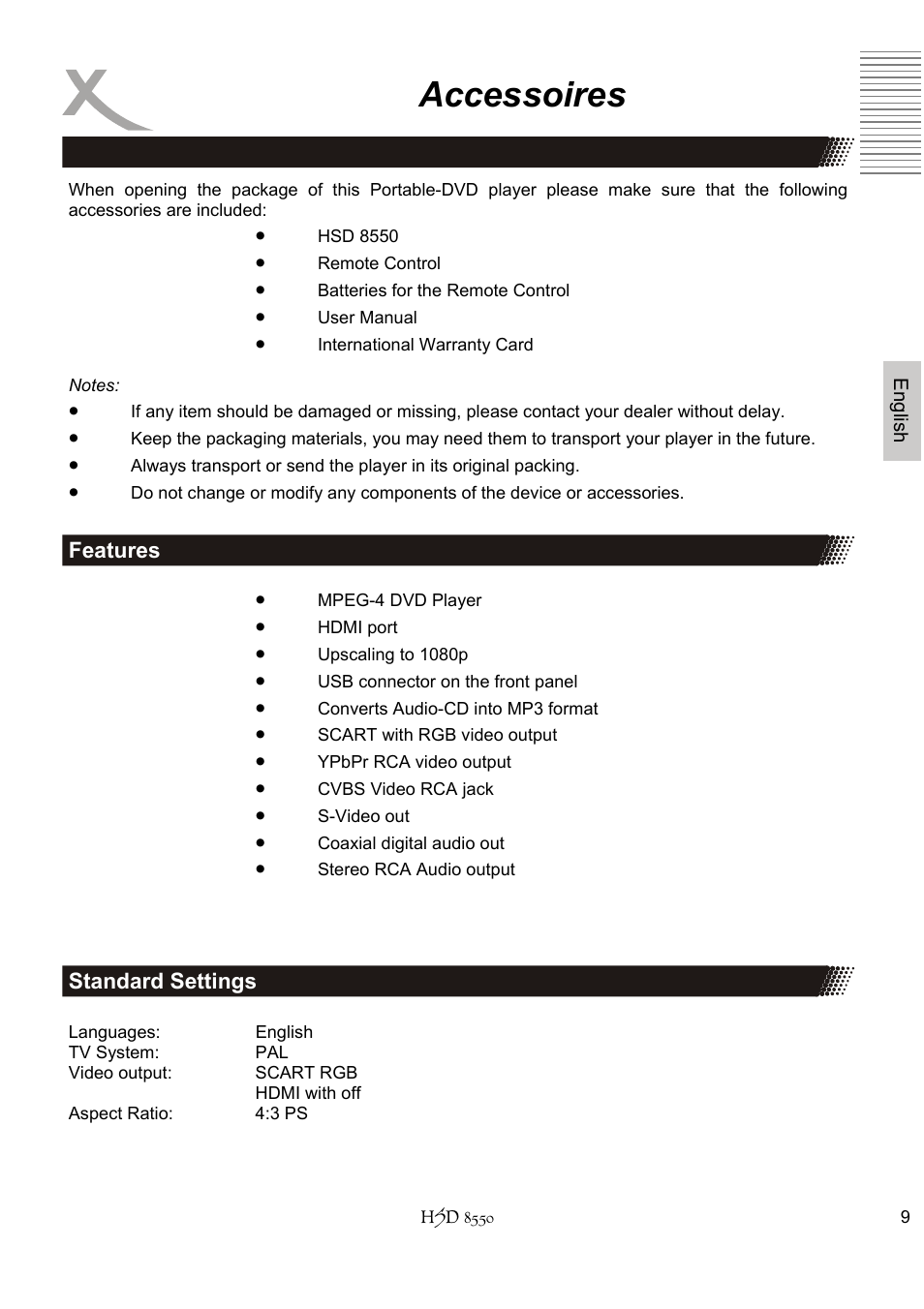 Accessoires | Xoro HSD 8550 User Manual | Page 55 / 142