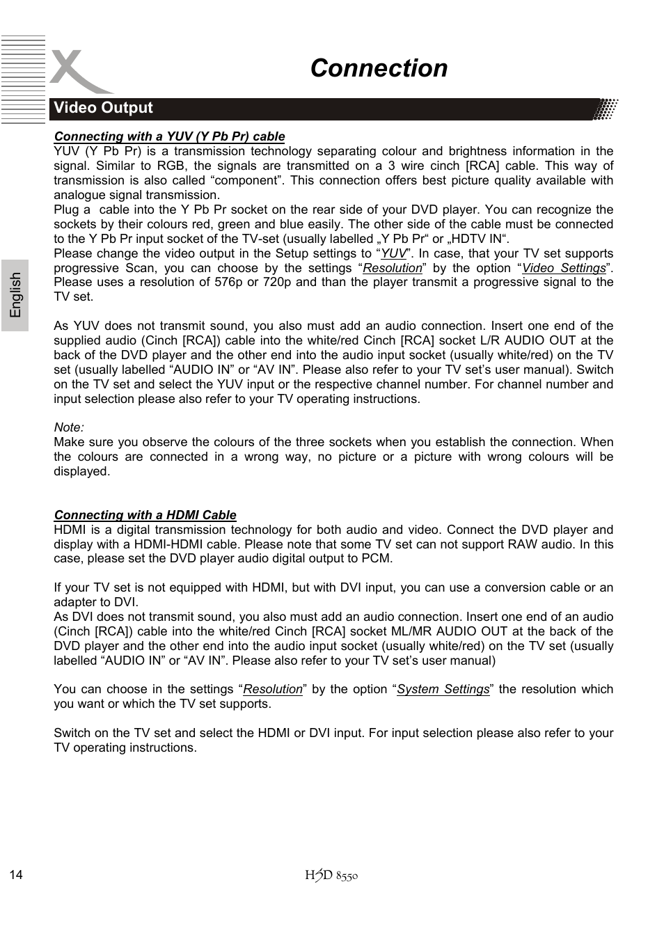 Connection | Xoro HSD 8550 User Manual | Page 60 / 142