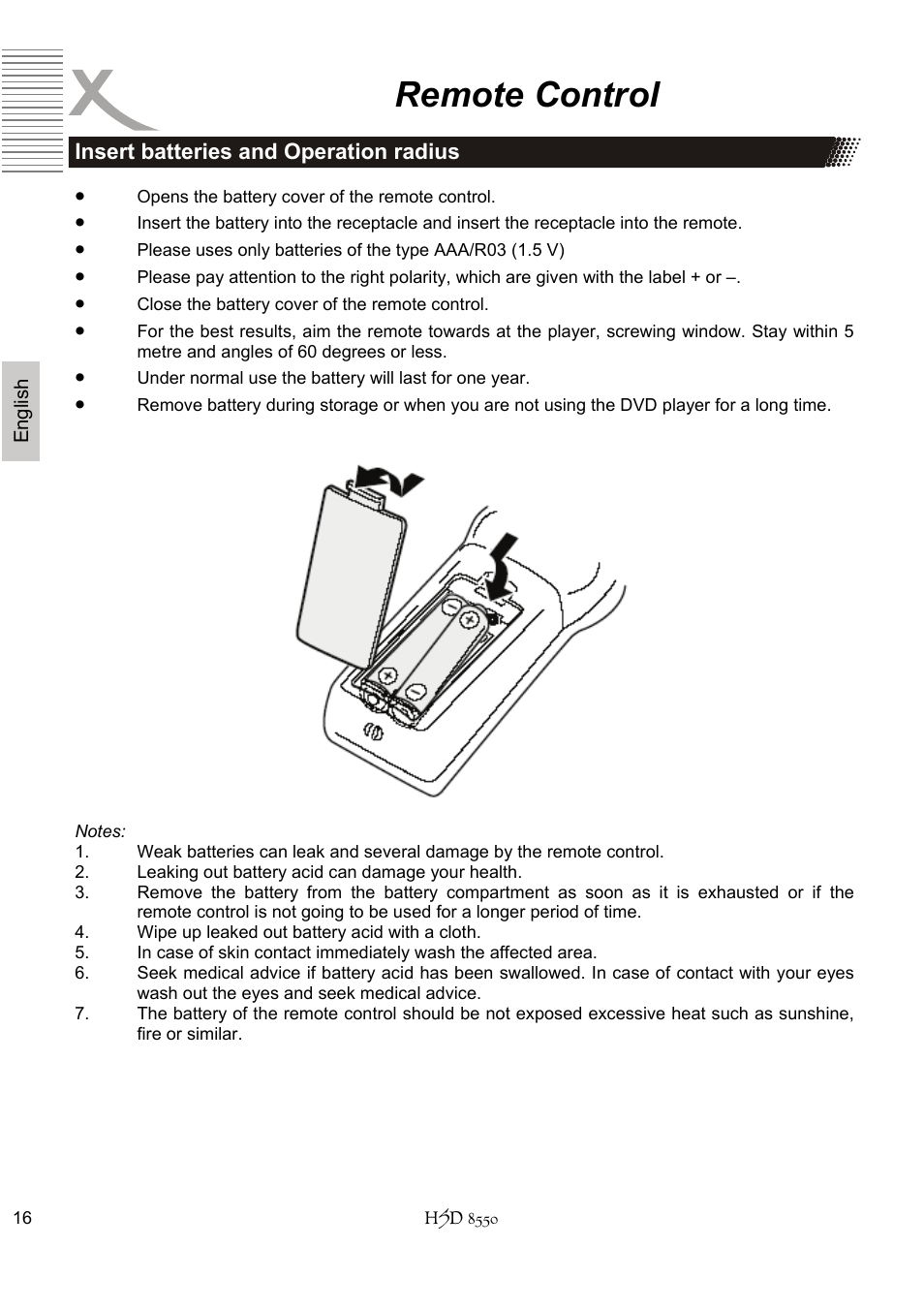 Remote control | Xoro HSD 8550 User Manual | Page 62 / 142