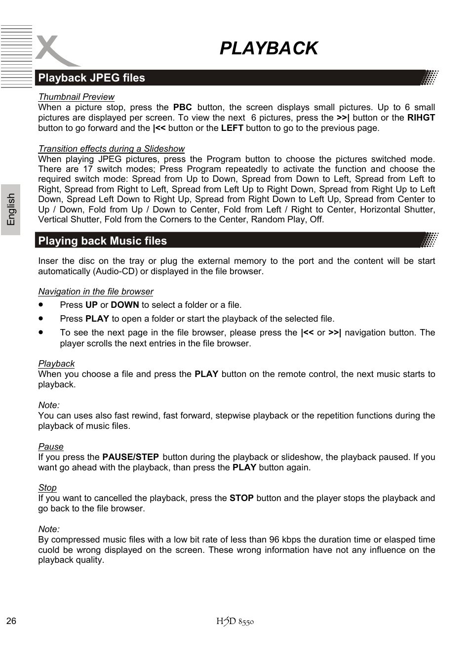 Playback | Xoro HSD 8550 User Manual | Page 72 / 142