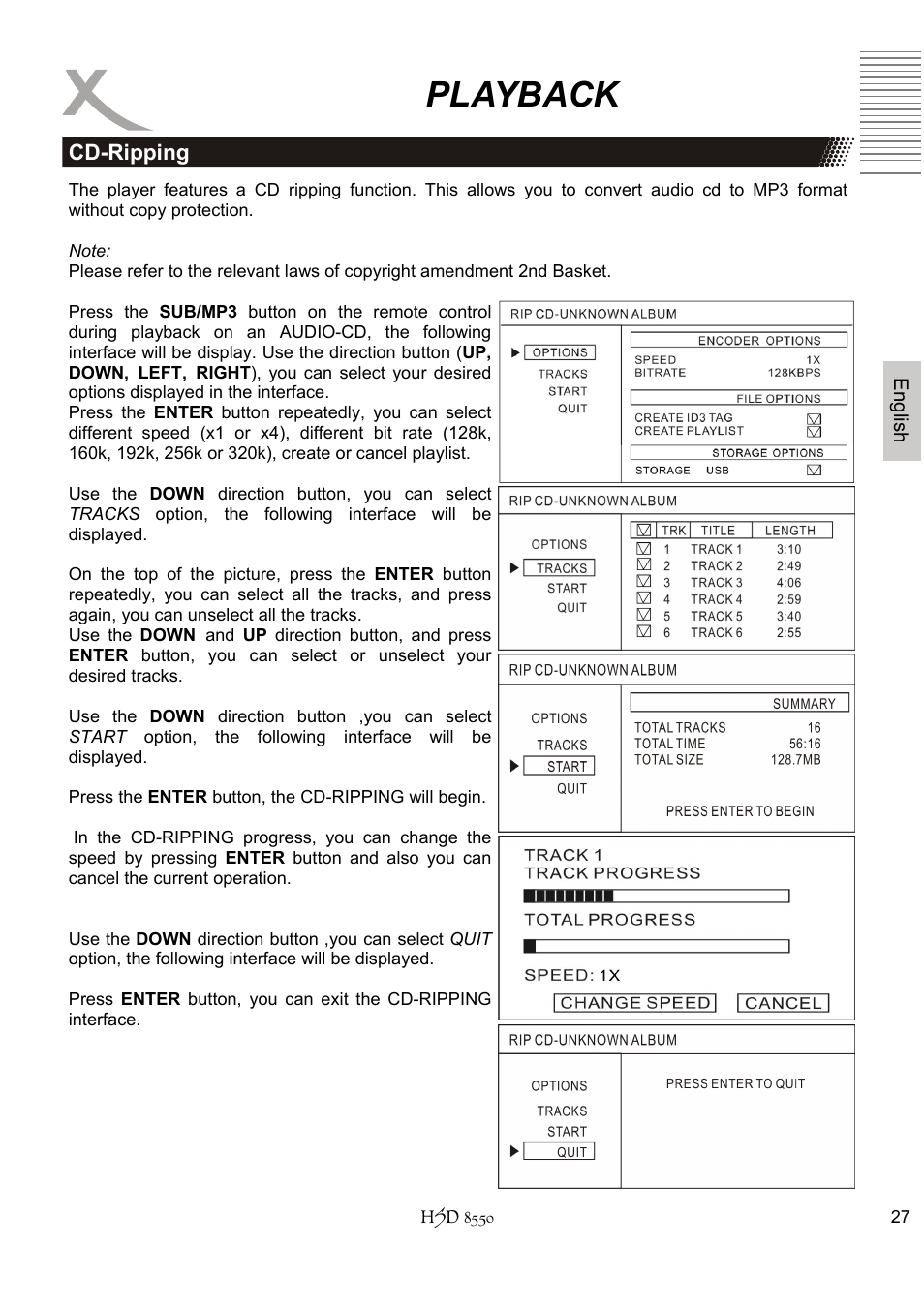 Playback | Xoro HSD 8550 User Manual | Page 73 / 142