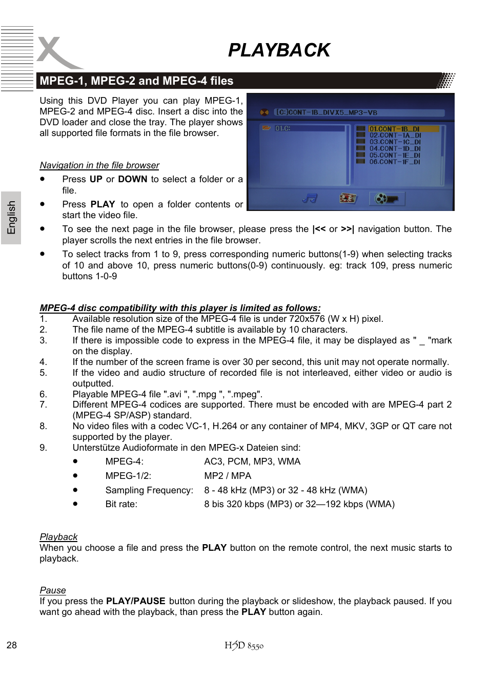 Playback | Xoro HSD 8550 User Manual | Page 74 / 142