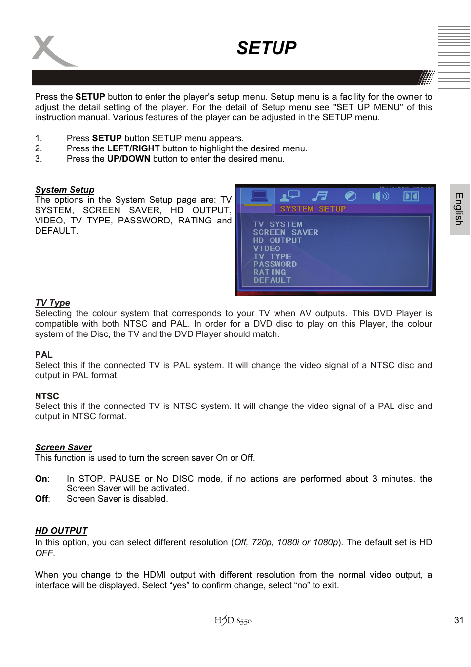 Setup | Xoro HSD 8550 User Manual | Page 77 / 142