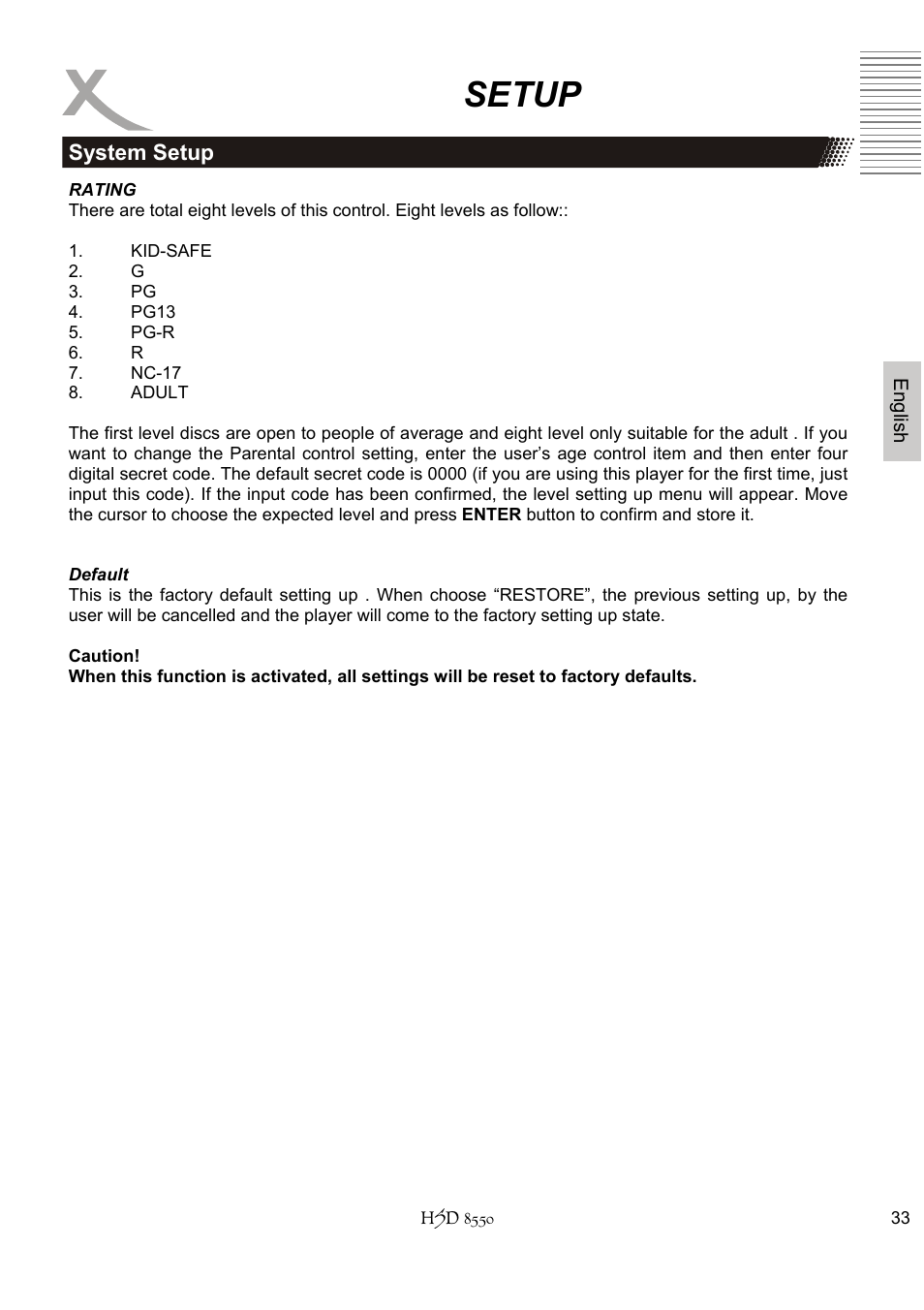 Setup | Xoro HSD 8550 User Manual | Page 79 / 142
