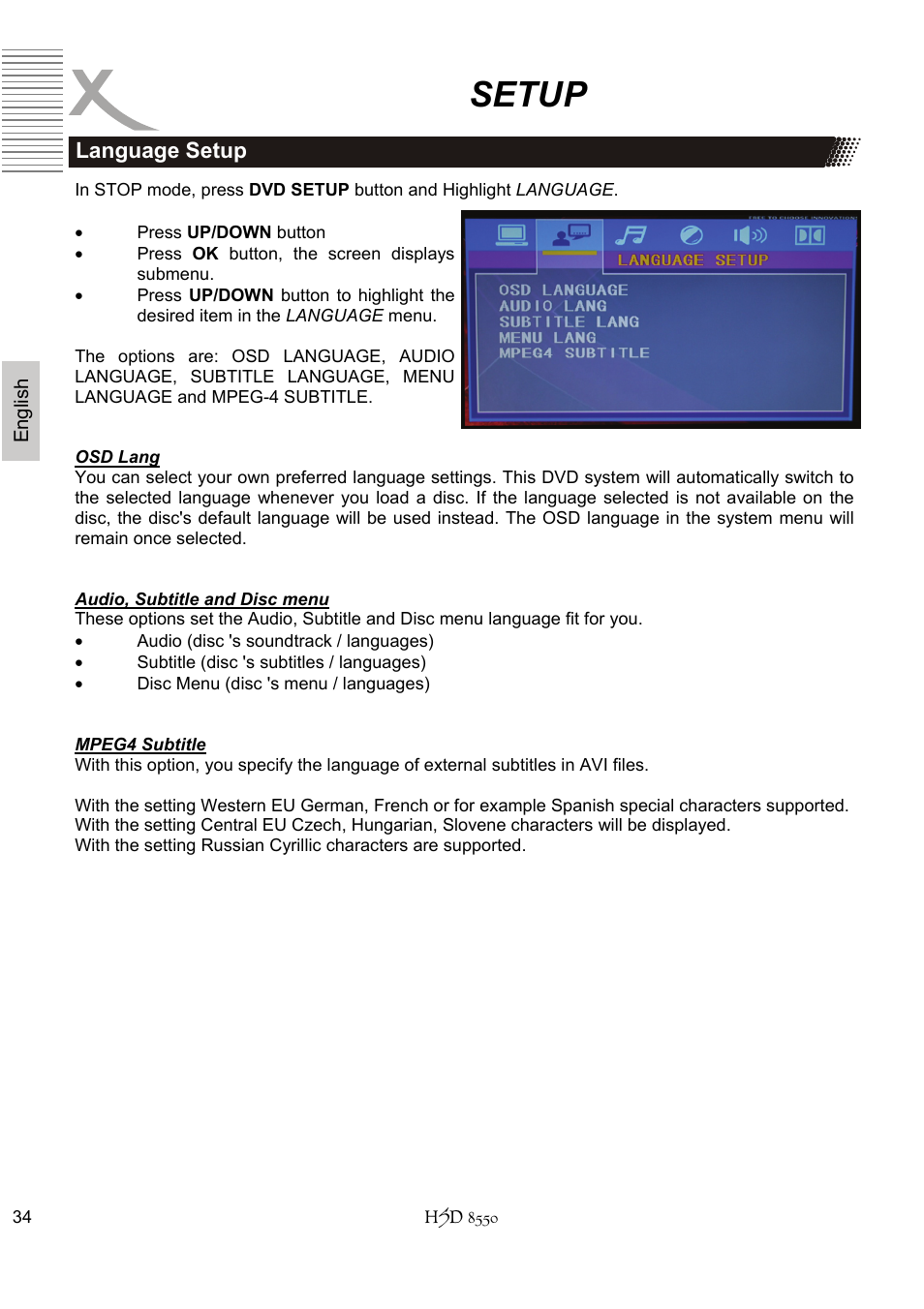 Setup | Xoro HSD 8550 User Manual | Page 80 / 142