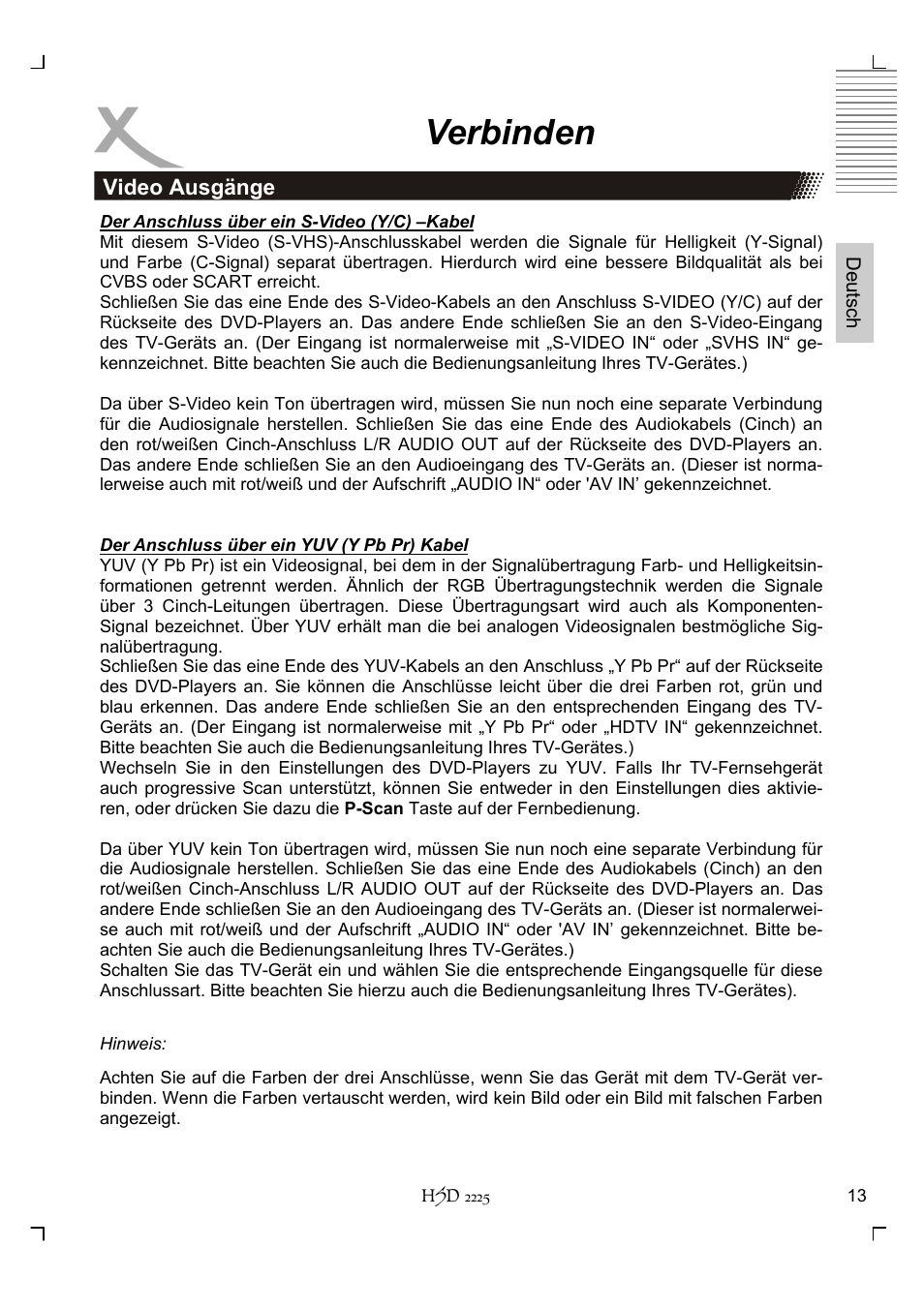 Verbinden | Xoro HSD 2225 User Manual | Page 13 / 176