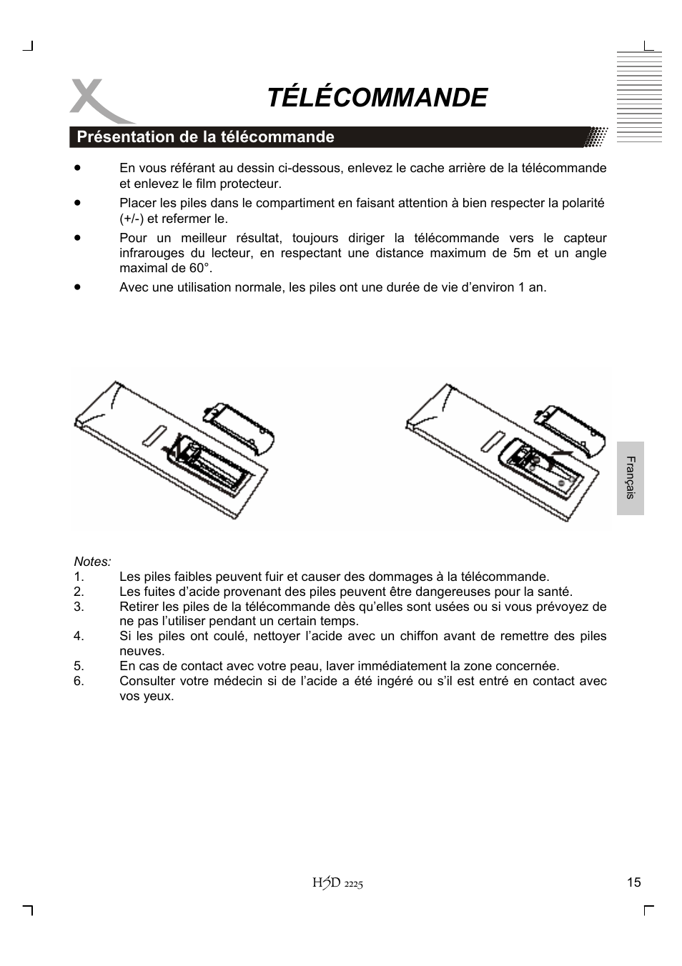 Télécommande | Xoro HSD 2225 User Manual | Page 145 / 176