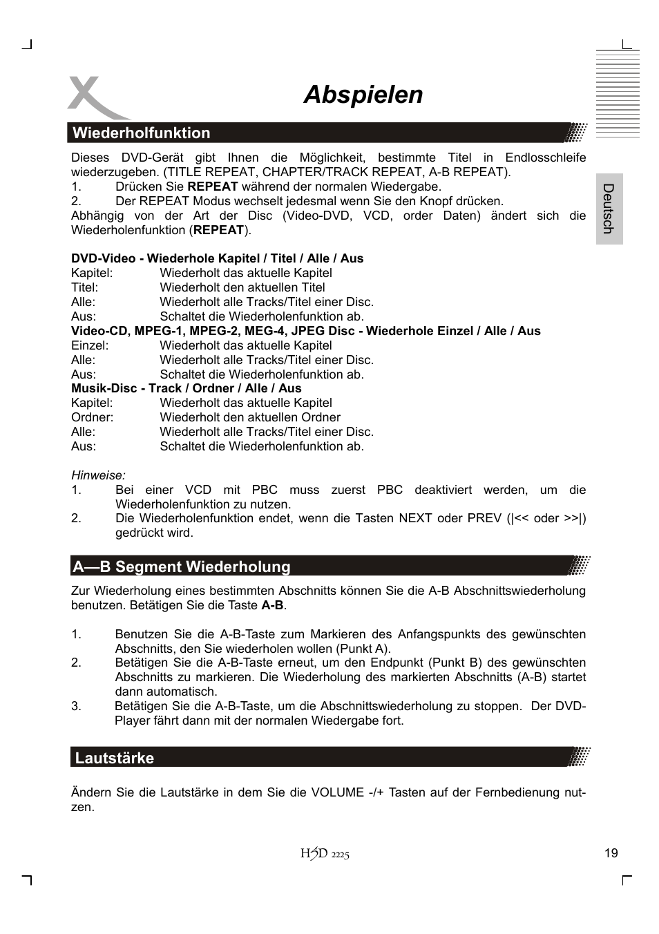 Abspielen | Xoro HSD 2225 User Manual | Page 19 / 176
