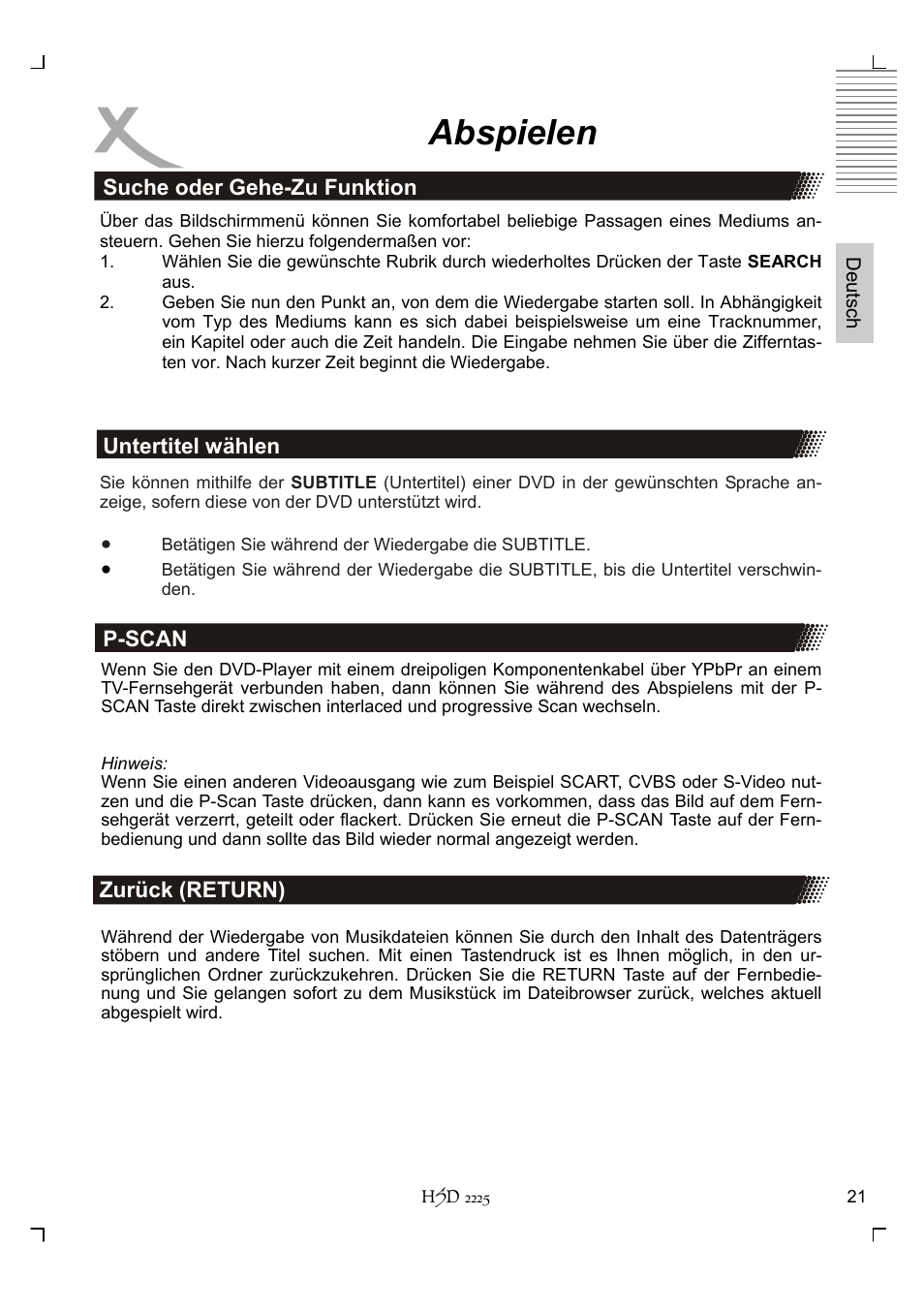 Abspielen | Xoro HSD 2225 User Manual | Page 21 / 176