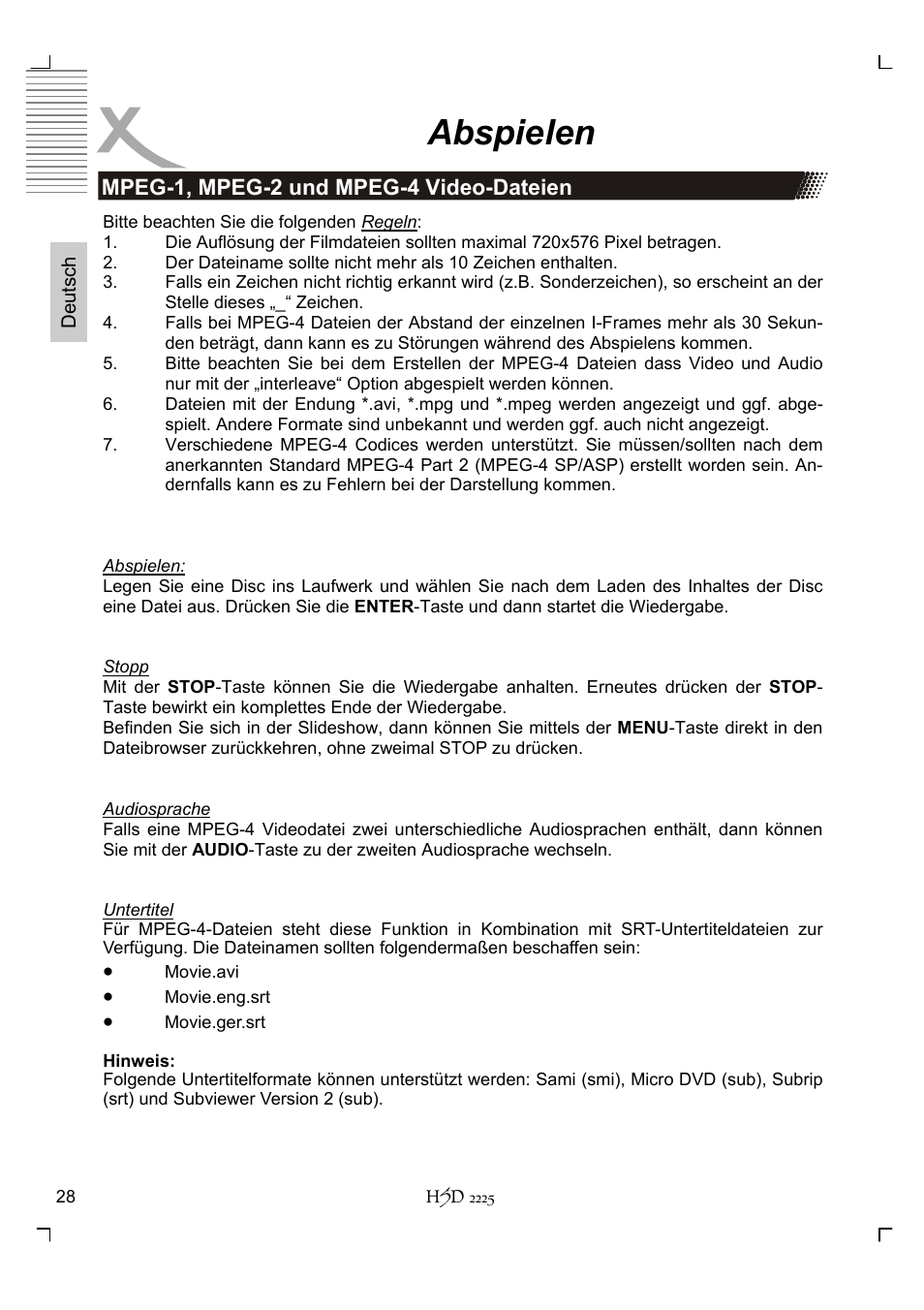 Abspielen | Xoro HSD 2225 User Manual | Page 28 / 176