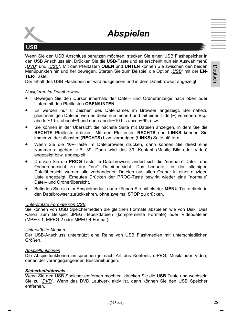 Abspielen | Xoro HSD 2225 User Manual | Page 29 / 176