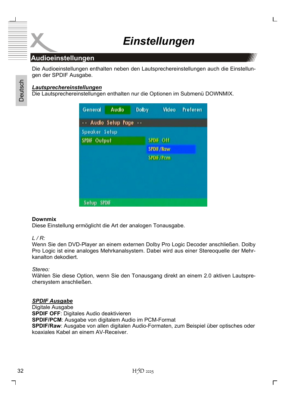 Einstellungen | Xoro HSD 2225 User Manual | Page 32 / 176
