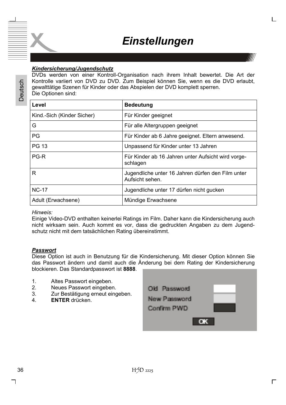 Einstellungen | Xoro HSD 2225 User Manual | Page 36 / 176