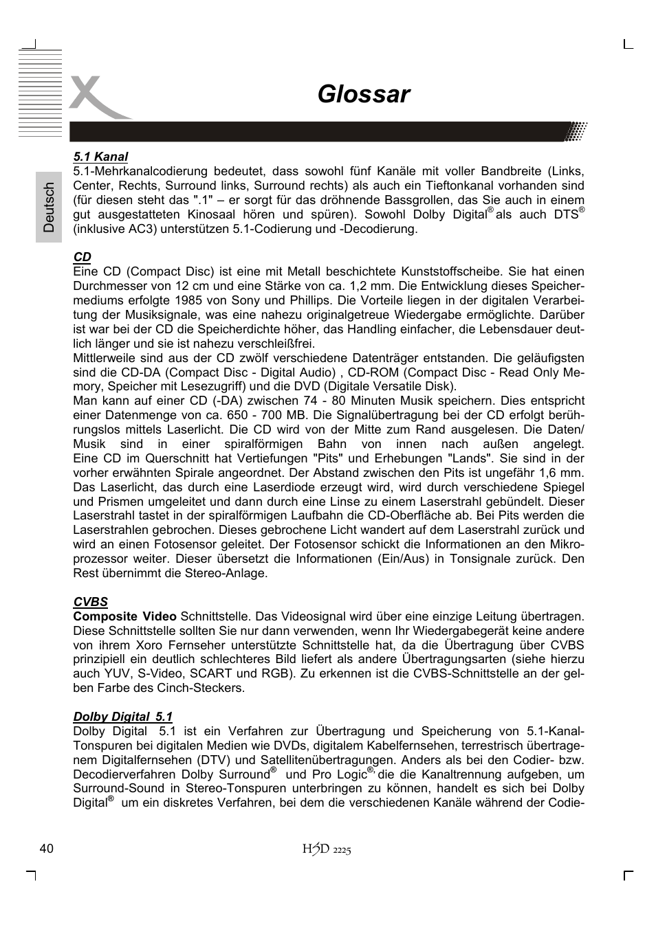 Glossar | Xoro HSD 2225 User Manual | Page 40 / 176