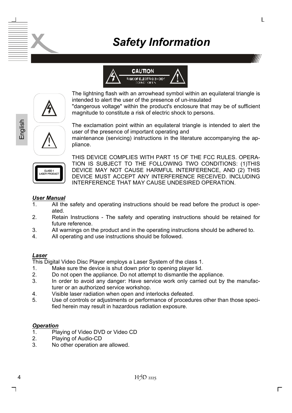 Safety information | Xoro HSD 2225 User Manual | Page 48 / 176