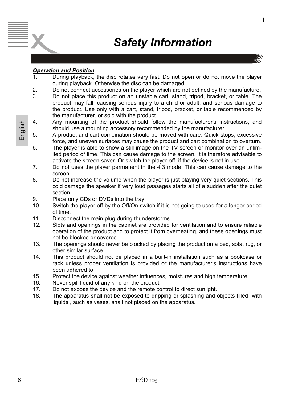 Safety information | Xoro HSD 2225 User Manual | Page 50 / 176