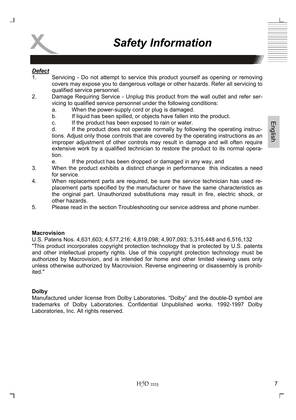 Safety information | Xoro HSD 2225 User Manual | Page 51 / 176