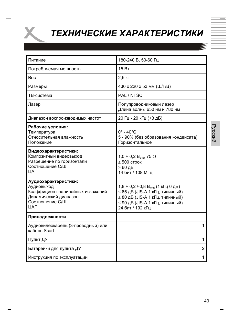 Технические характеристики | Xoro HSD 8410 User Manual | Page 143 / 201