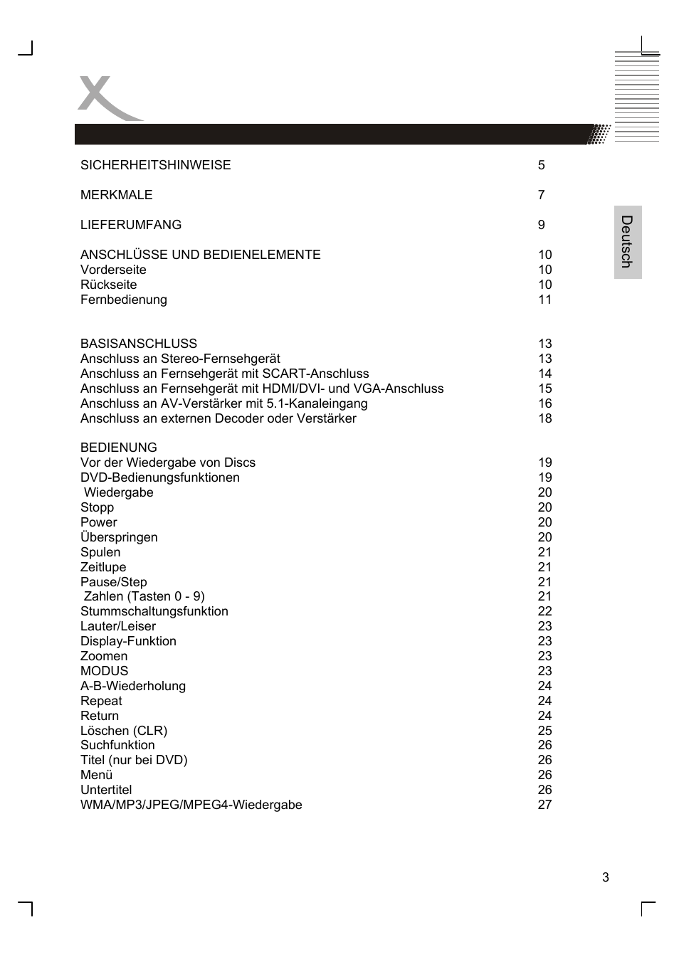 Inhalt | Xoro HSD 8410 User Manual | Page 3 / 201