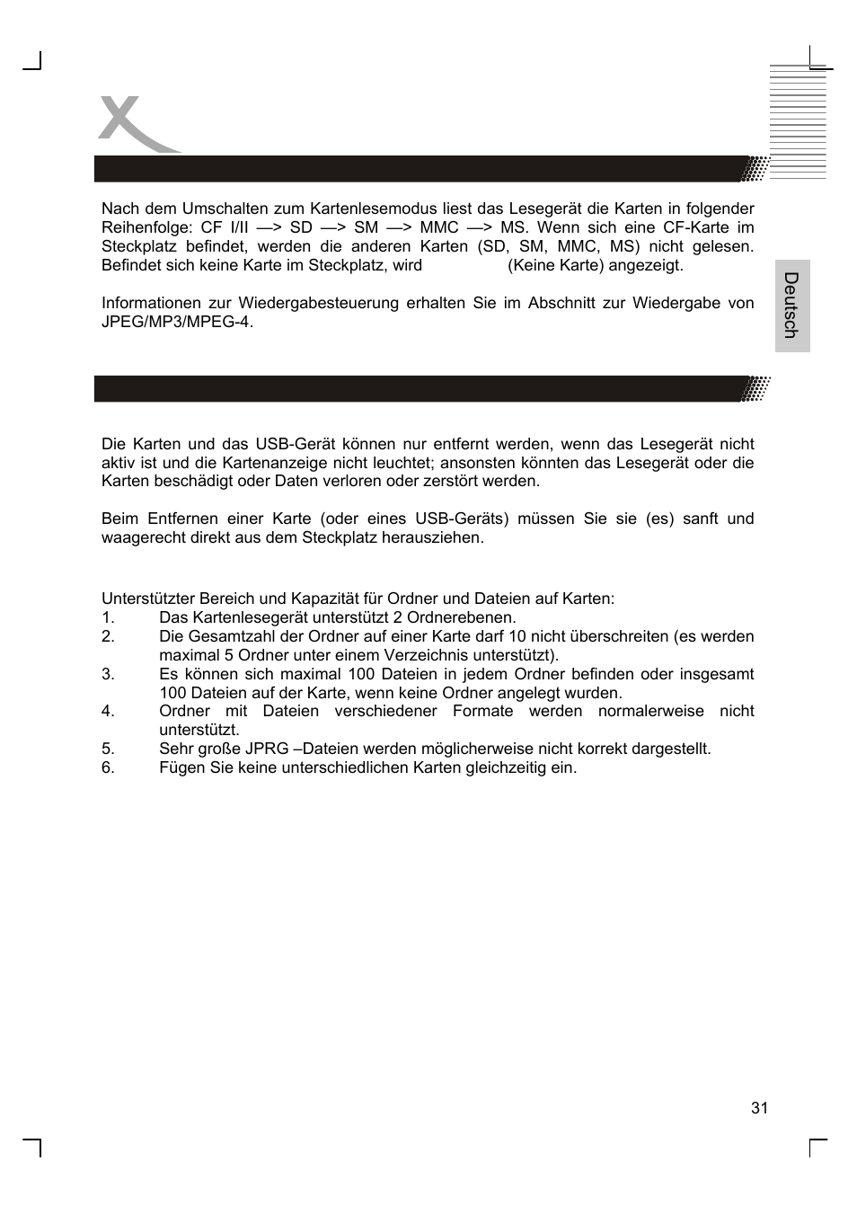 Kartenlesegerät | Xoro HSD 8410 User Manual | Page 31 / 201