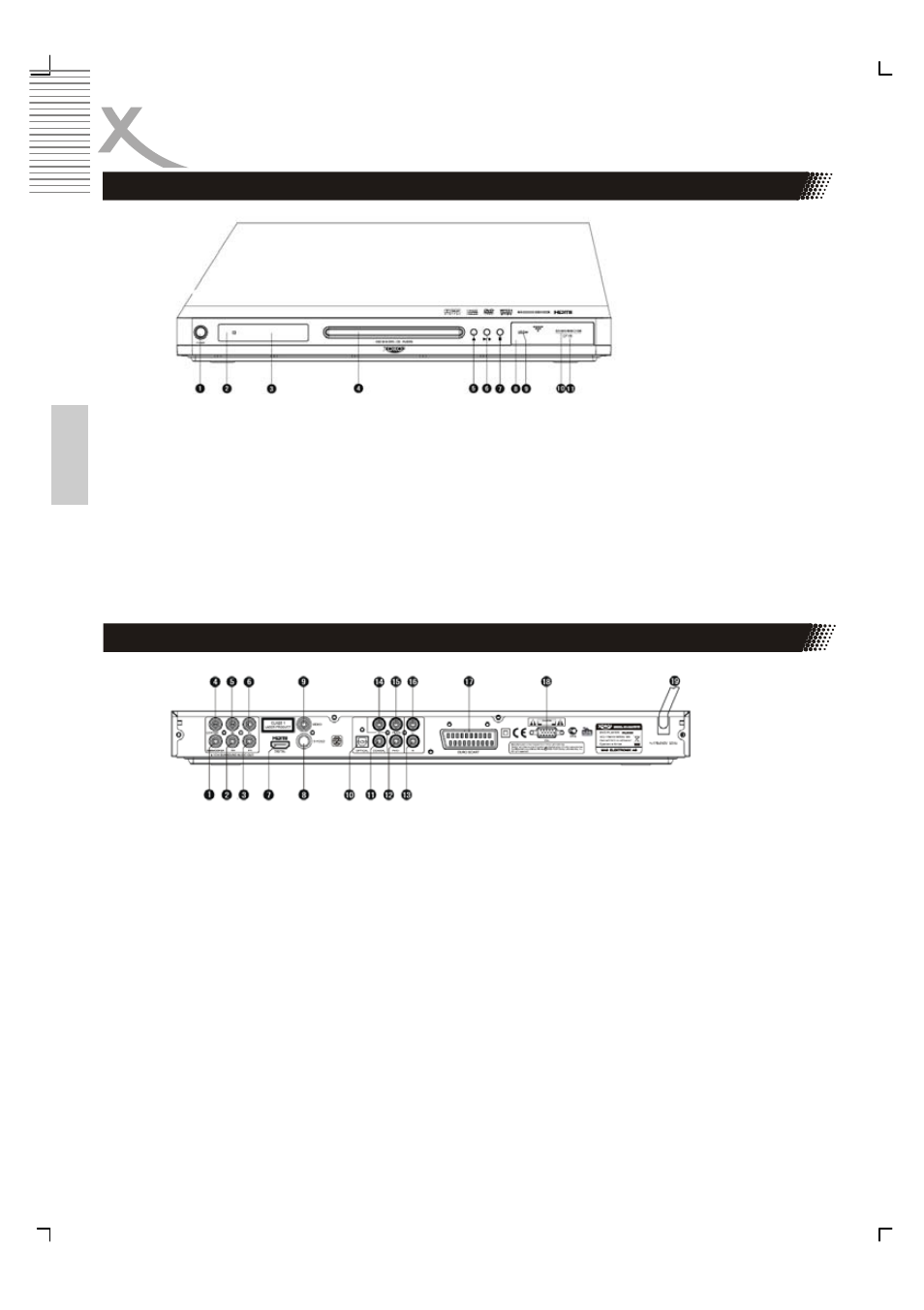 Outputs and control elements, Front panel rear panel | Xoro HSD 8410 User Manual | Page 61 / 201