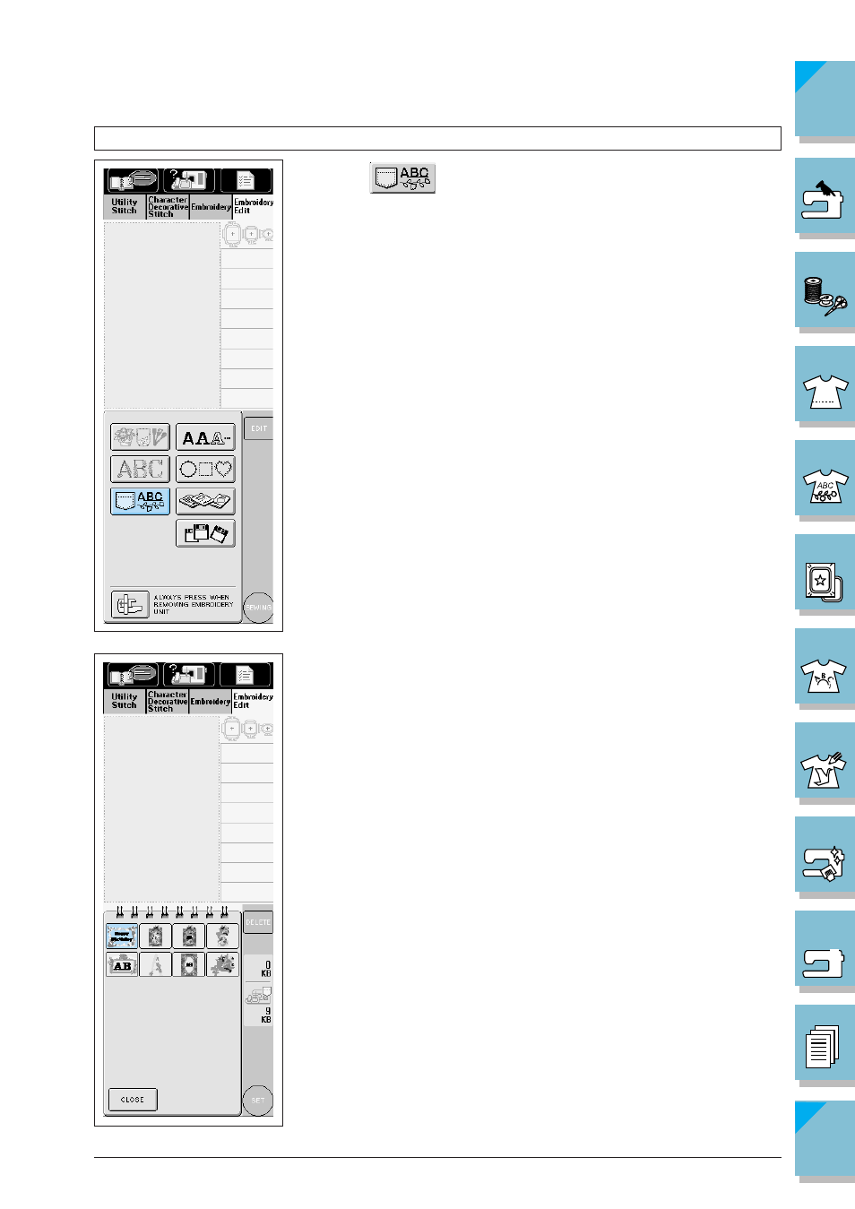 Retrieving saved patterns -36 | Brother SuperGalaxie 3000 3000C 3000D 3100D User Manual | Page 273 / 319