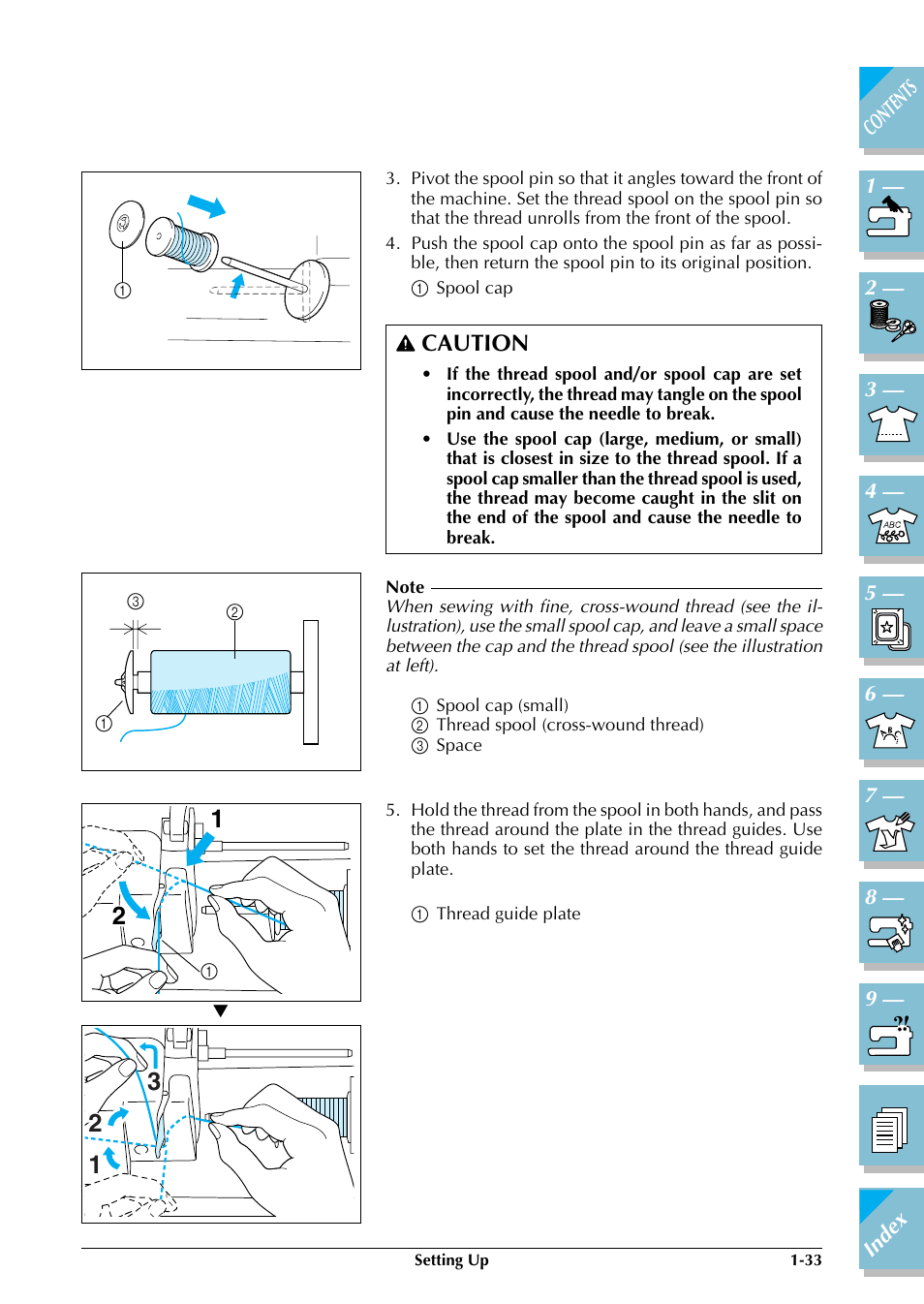 Caution | Brother SuperGalaxie 3000 3000C 3000D 3100D User Manual | Page 44 / 319