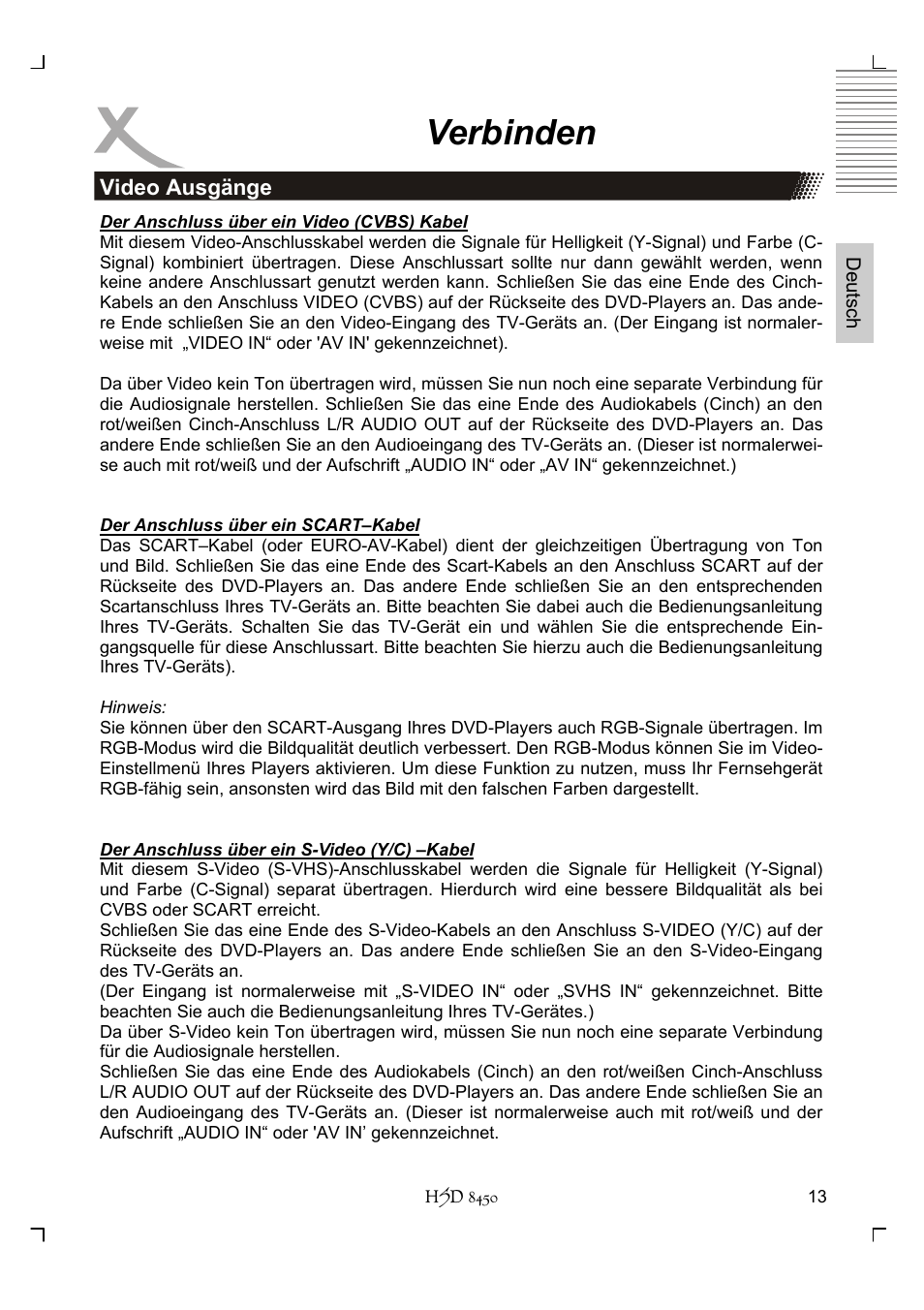 Verbinden | Xoro HSD 8450 User Manual | Page 13 / 262