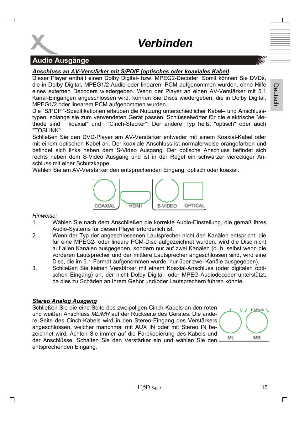 Verbinden | Xoro HSD 8450 User Manual | Page 15 / 262