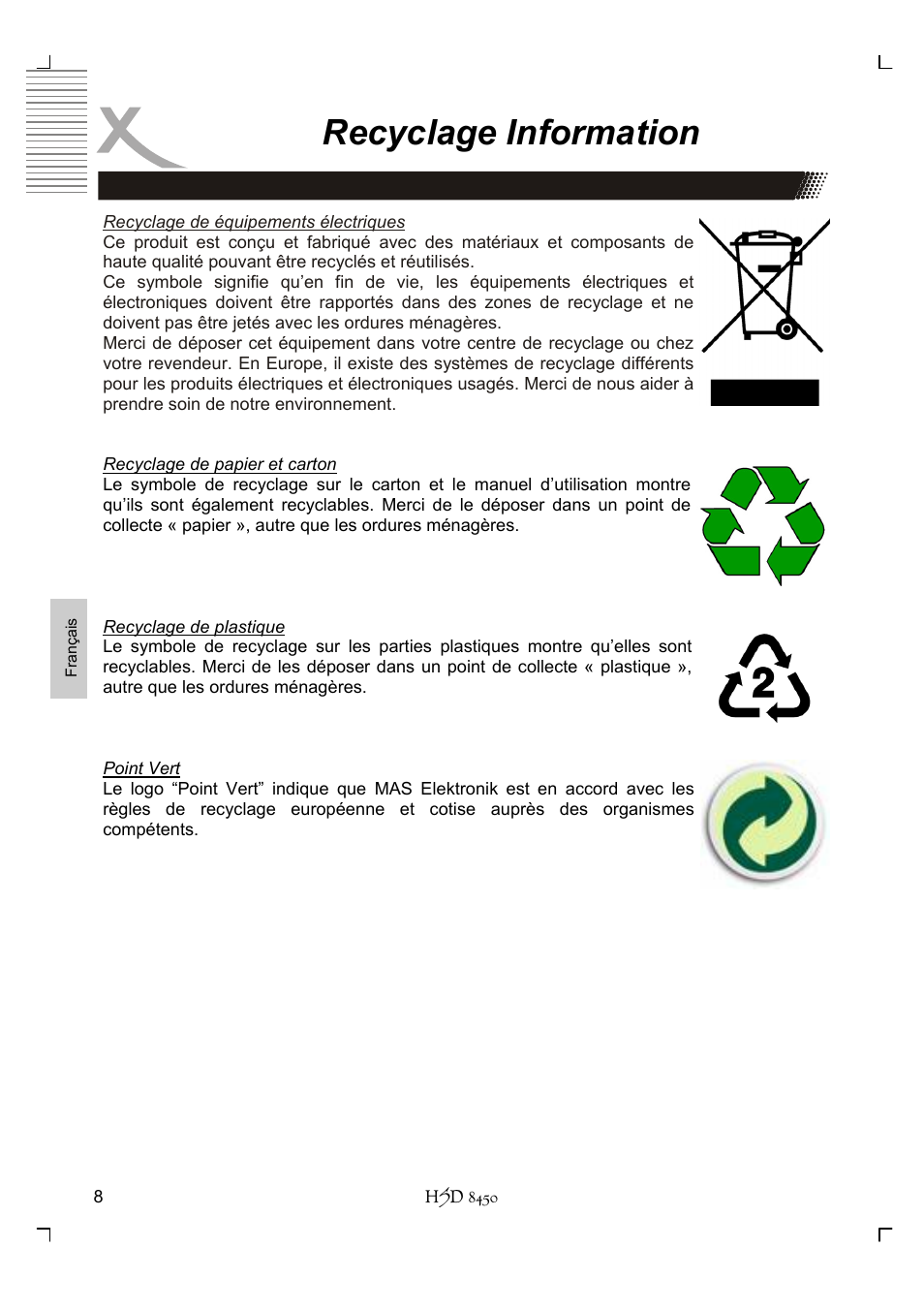 Recyclage information | Xoro HSD 8450 User Manual | Page 164 / 262