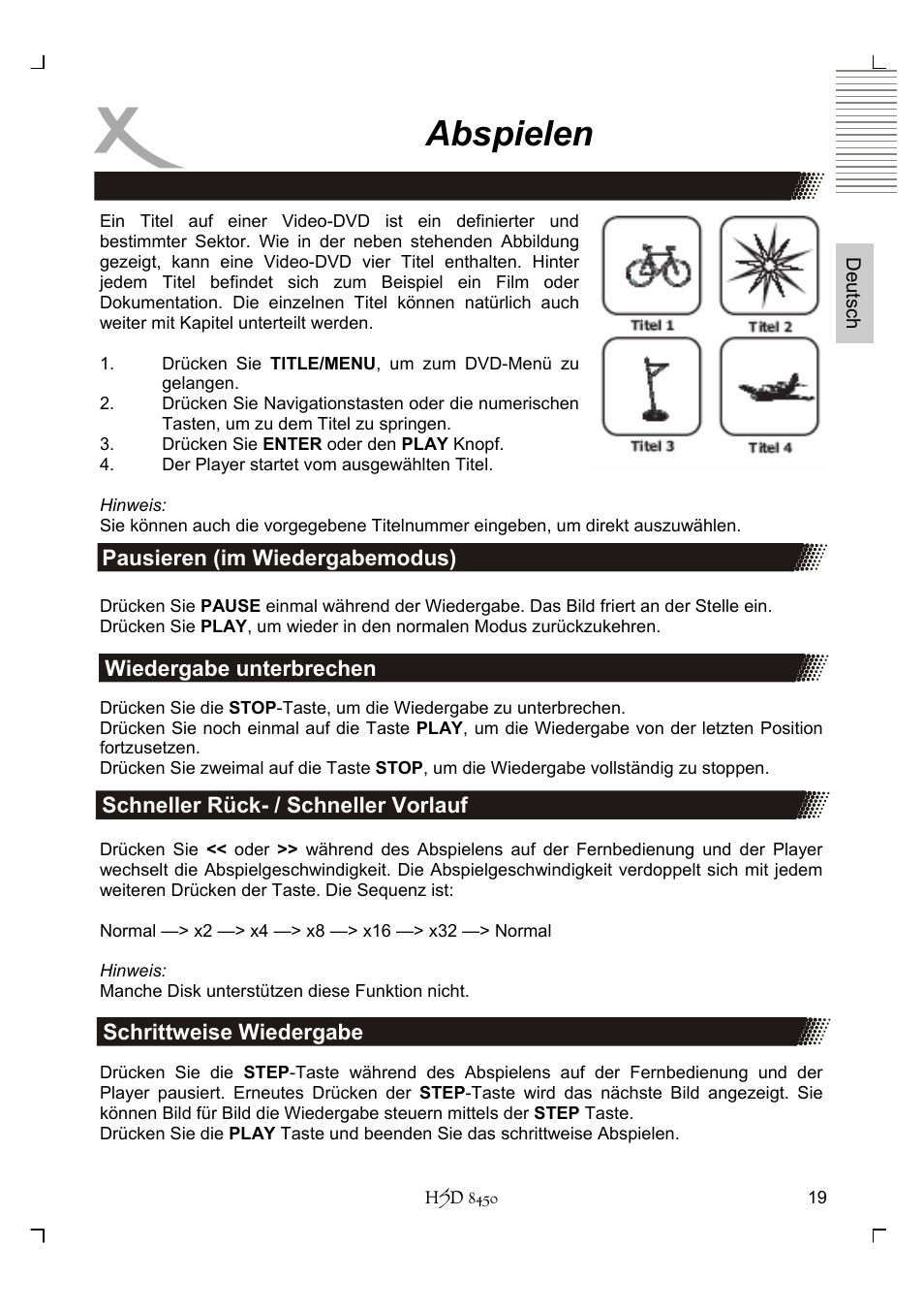 Abspielen | Xoro HSD 8450 User Manual | Page 19 / 262