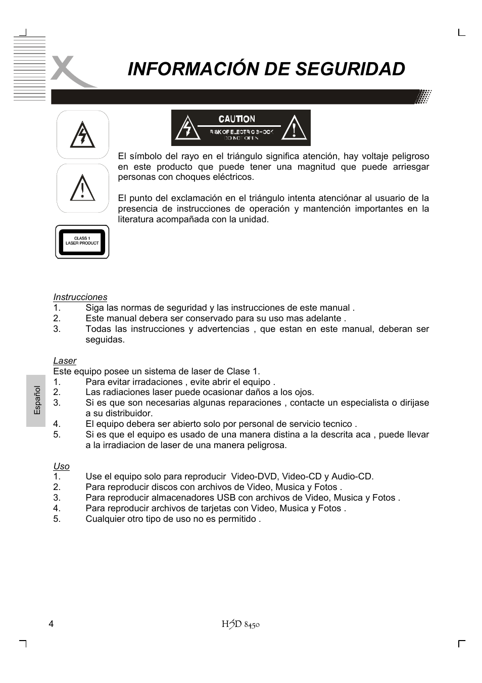 Información de seguridad | Xoro HSD 8450 User Manual | Page 212 / 262