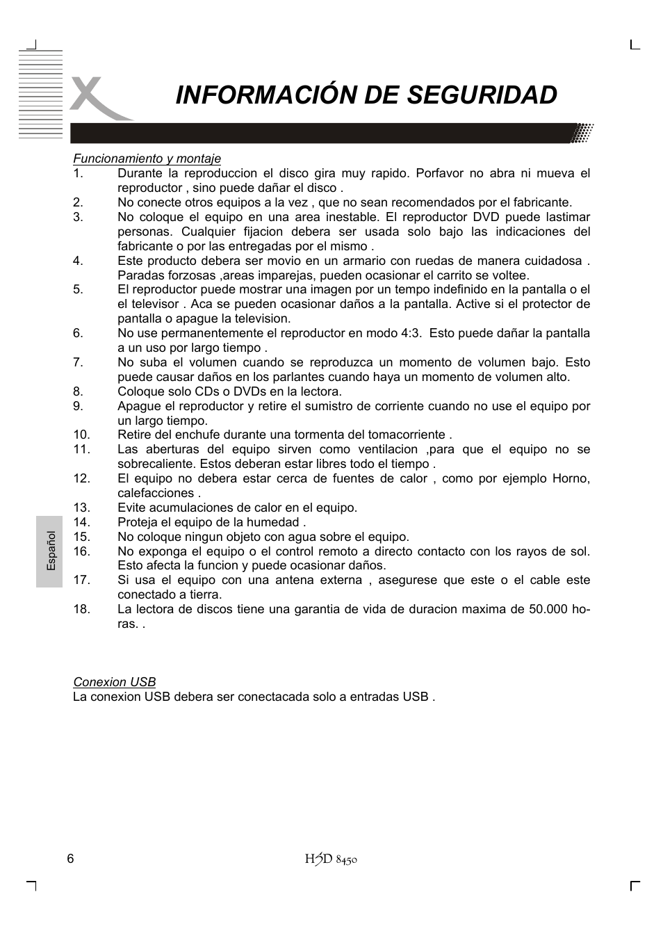 Información de seguridad | Xoro HSD 8450 User Manual | Page 214 / 262