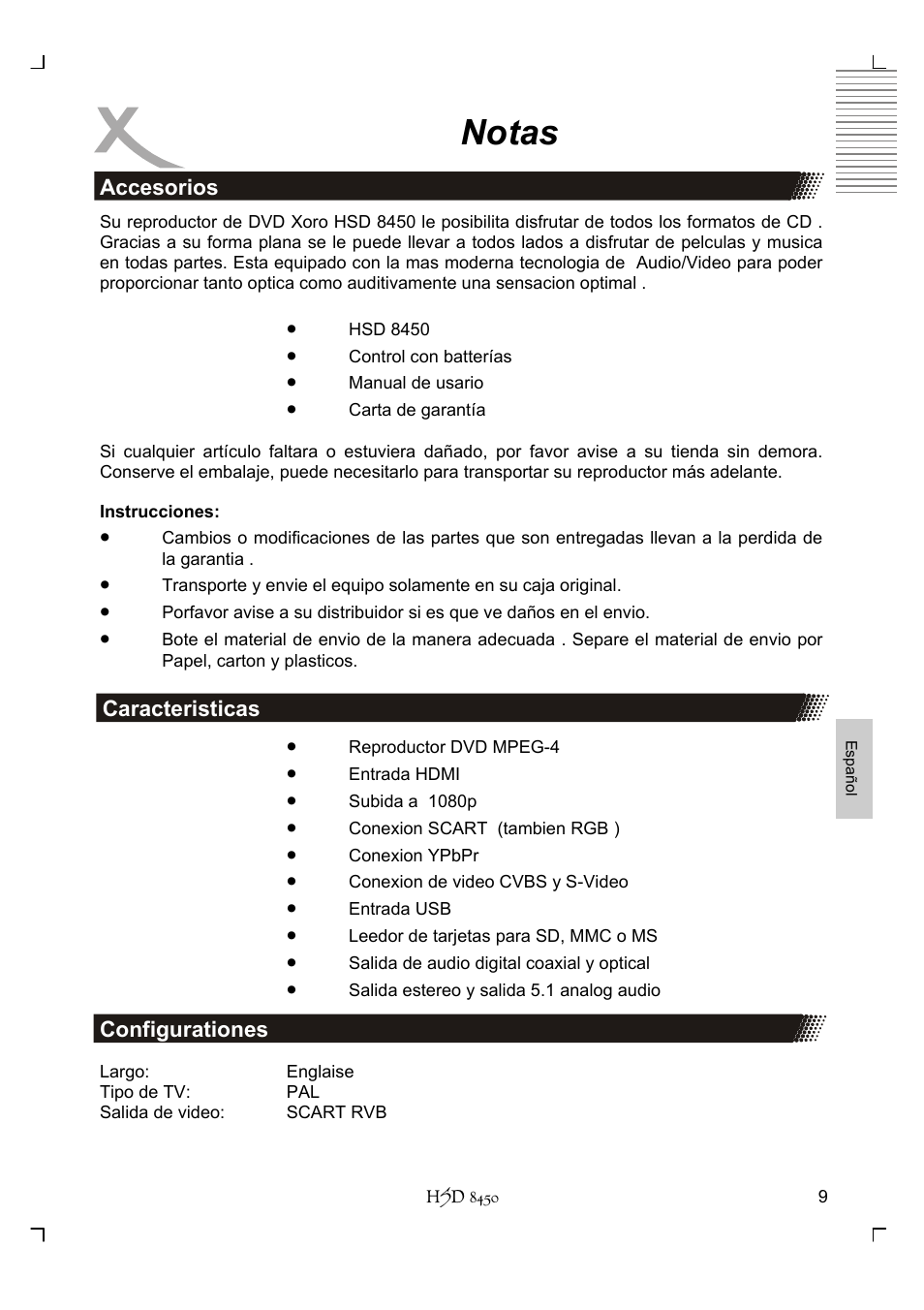 Notas | Xoro HSD 8450 User Manual | Page 217 / 262