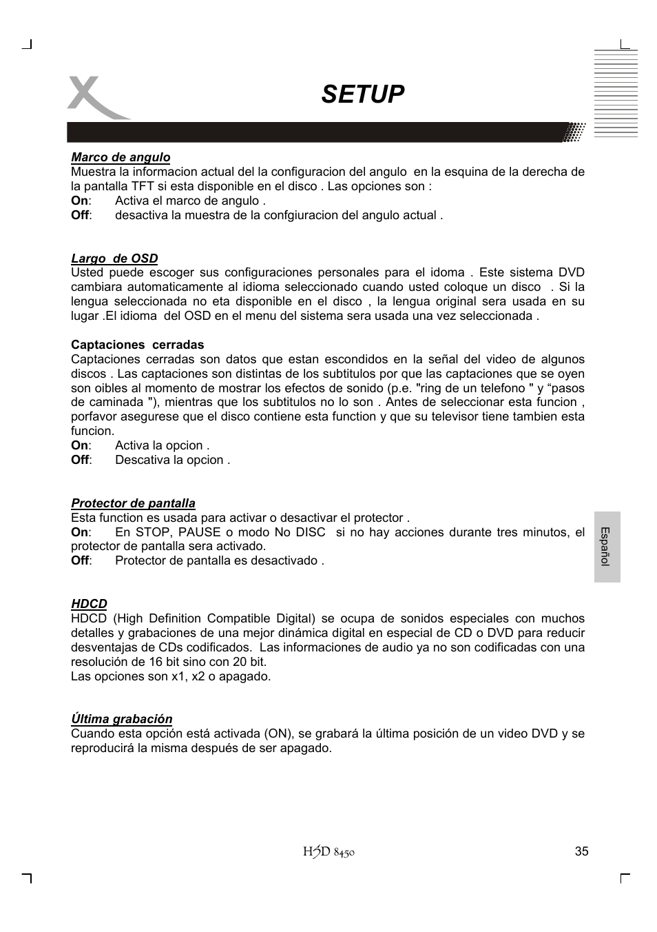 Setup | Xoro HSD 8450 User Manual | Page 243 / 262