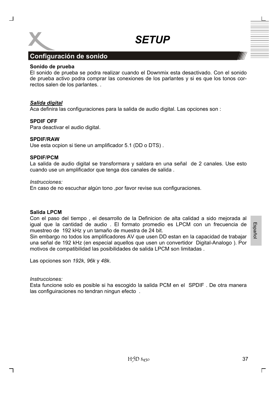 Setup | Xoro HSD 8450 User Manual | Page 245 / 262