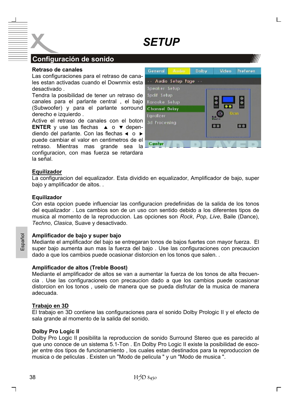 Setup, Configuración de sonido | Xoro HSD 8450 User Manual | Page 246 / 262