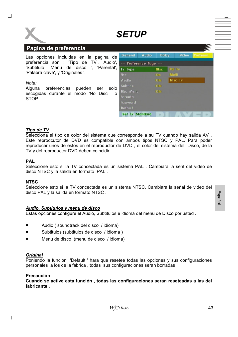 Setup | Xoro HSD 8450 User Manual | Page 251 / 262