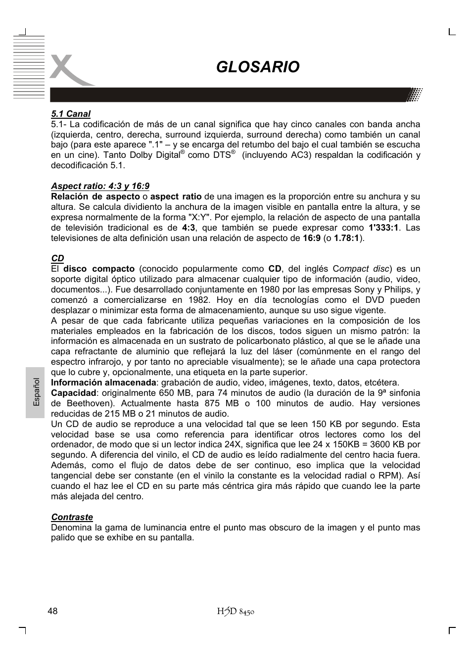 Glosario | Xoro HSD 8450 User Manual | Page 256 / 262