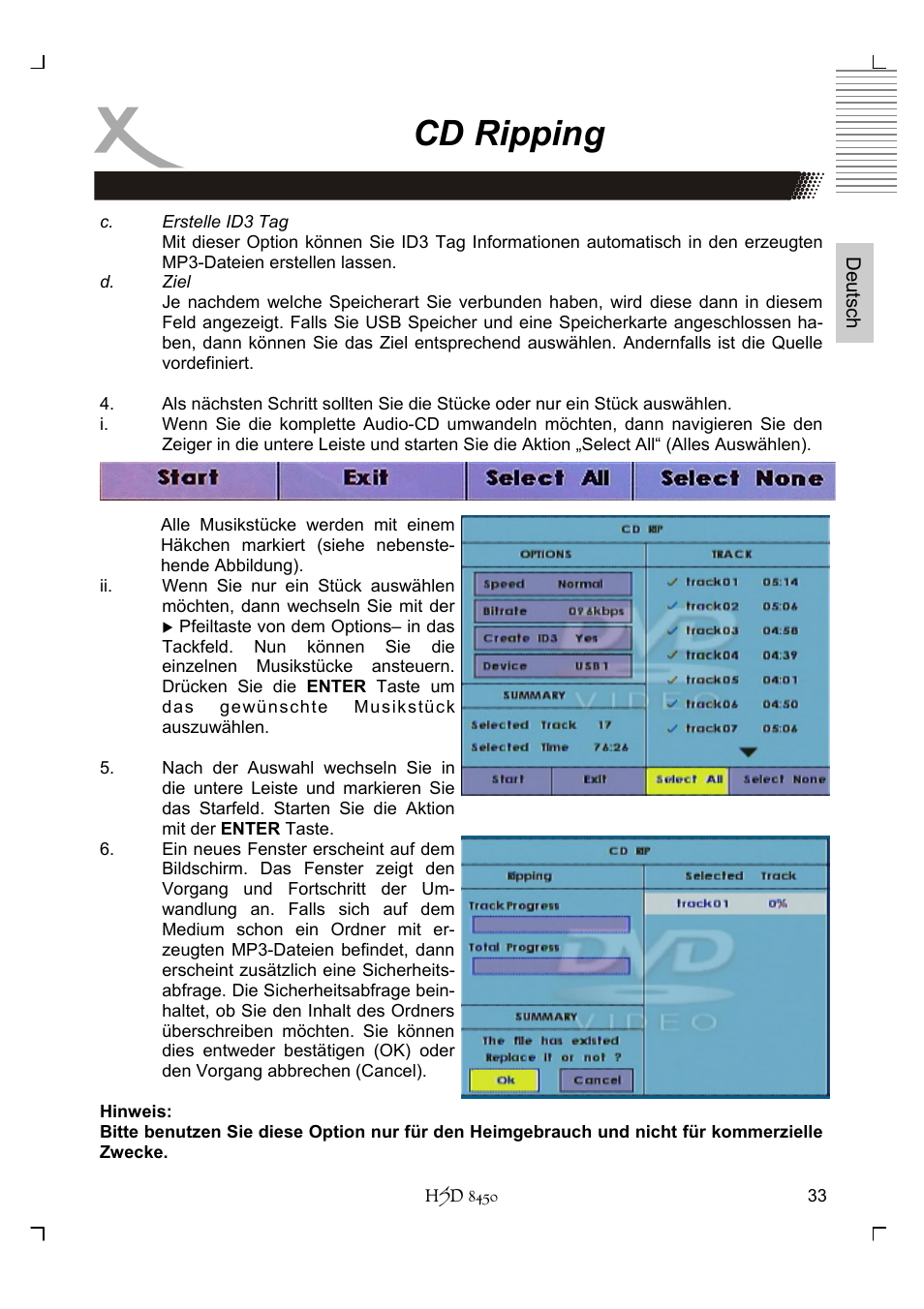 Cd ripping | Xoro HSD 8450 User Manual | Page 33 / 262