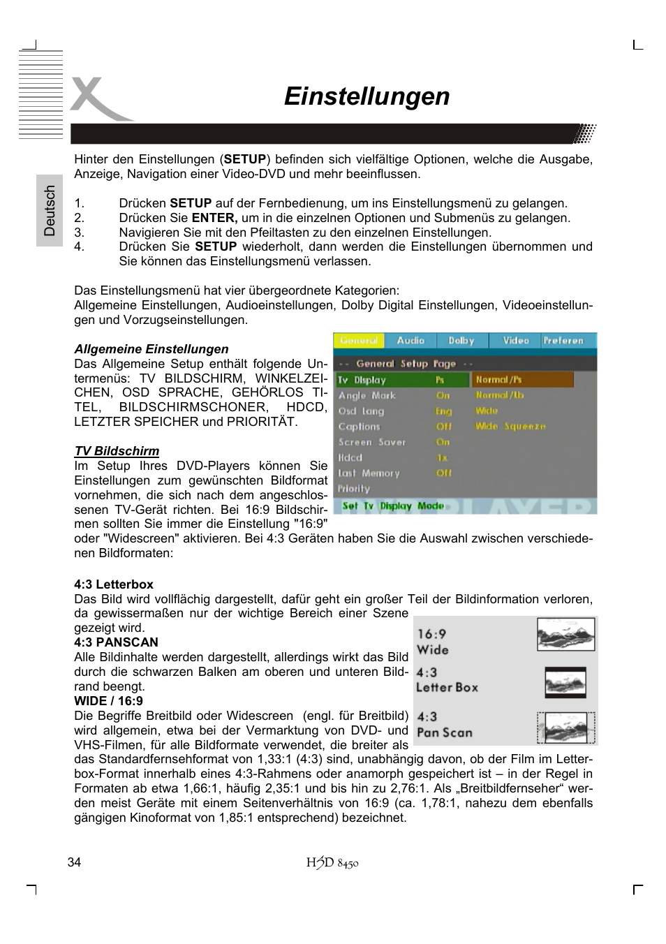 Einstellungen | Xoro HSD 8450 User Manual | Page 34 / 262