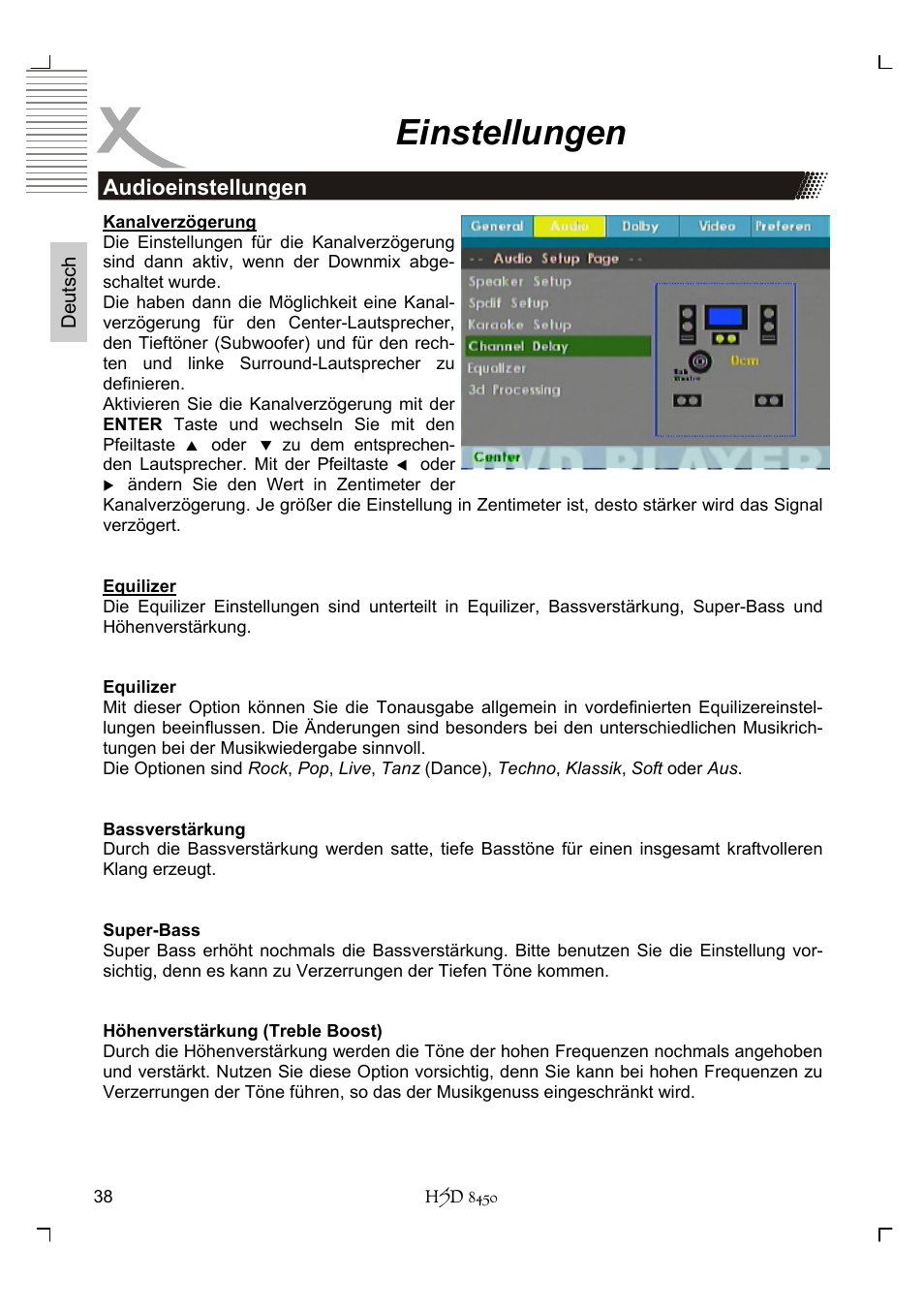 Einstellungen, Audioeinstellungen | Xoro HSD 8450 User Manual | Page 38 / 262