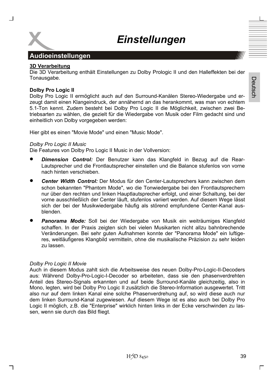 Einstellungen | Xoro HSD 8450 User Manual | Page 39 / 262