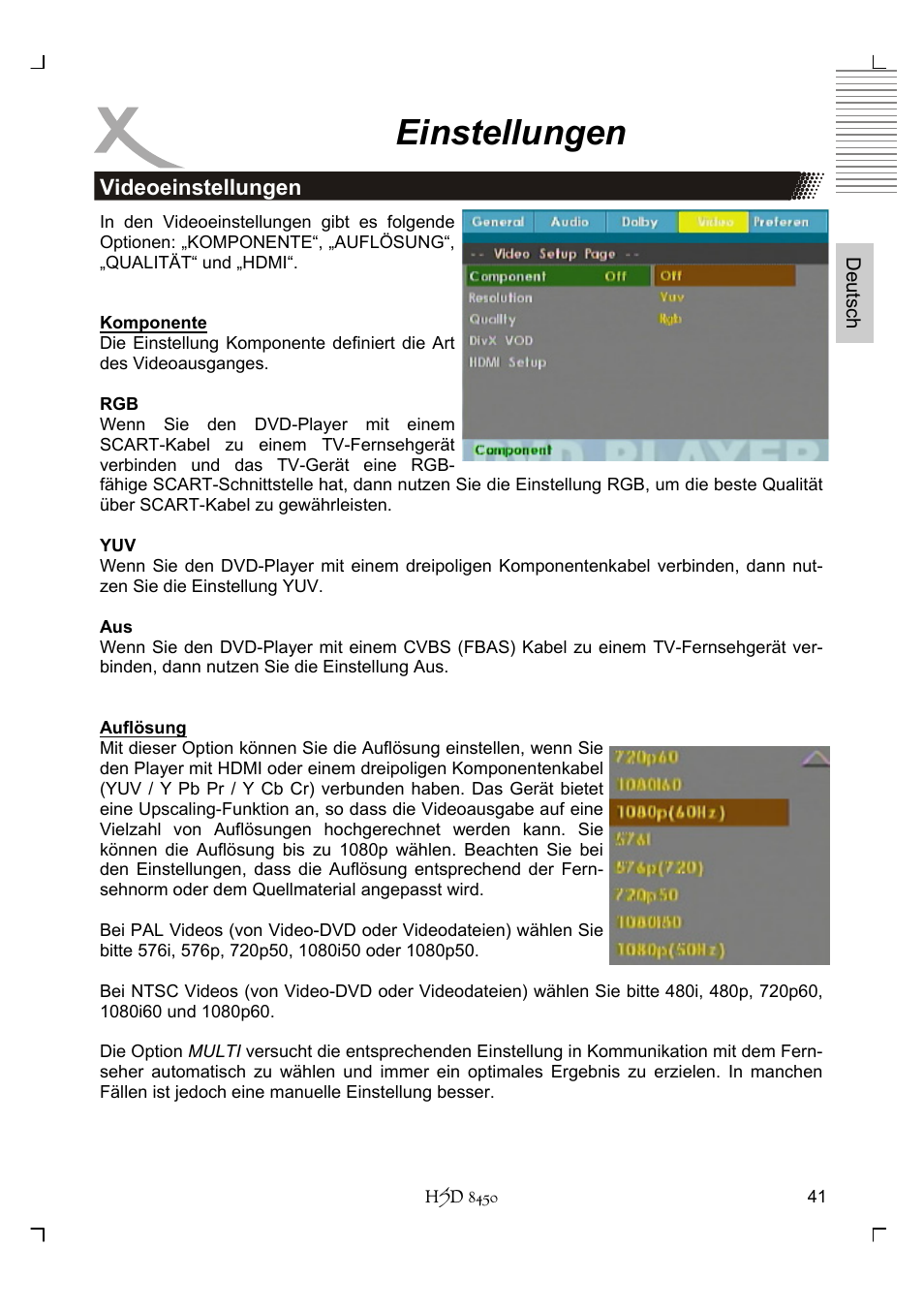 Einstellungen | Xoro HSD 8450 User Manual | Page 41 / 262