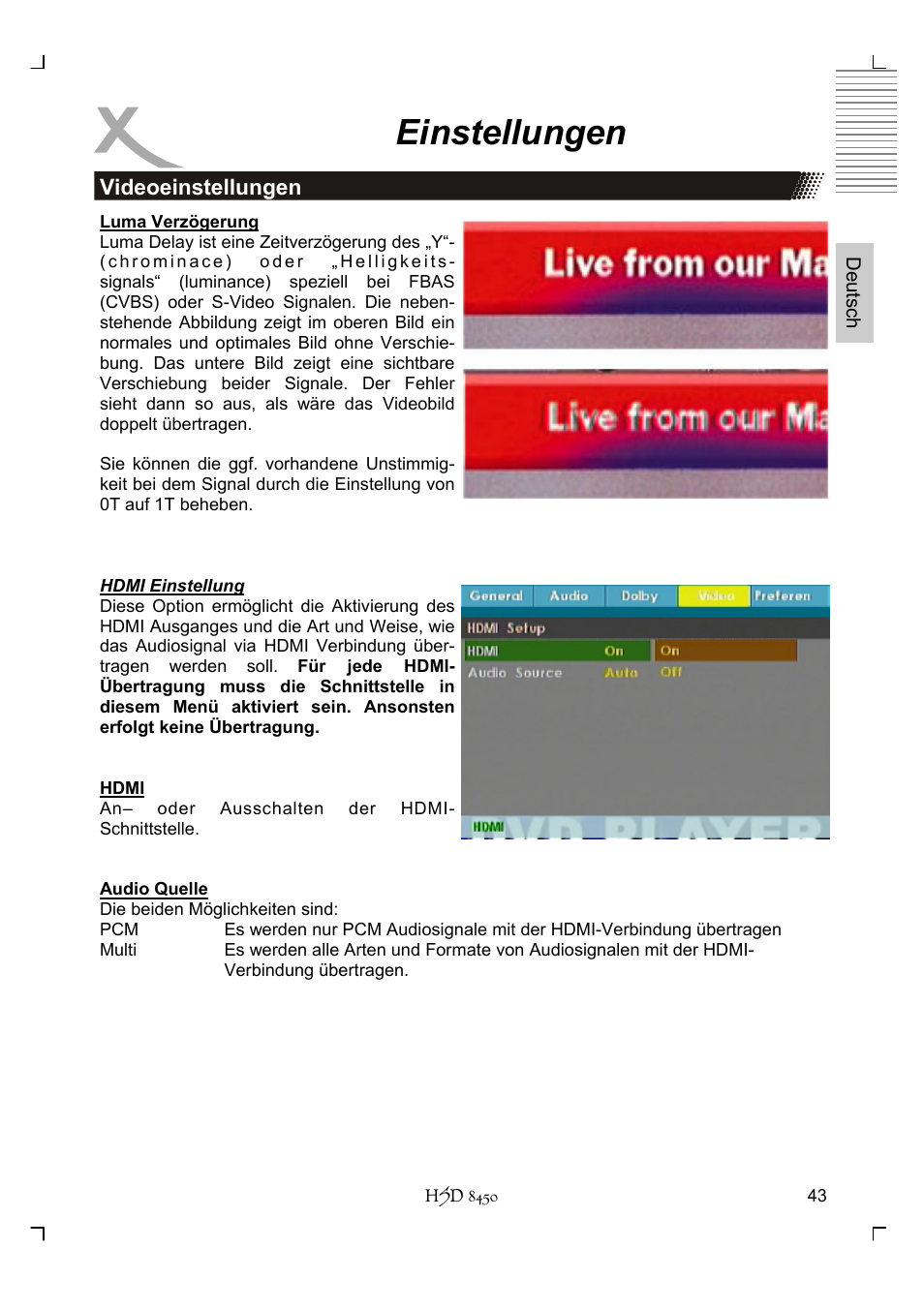 Einstellungen | Xoro HSD 8450 User Manual | Page 43 / 262